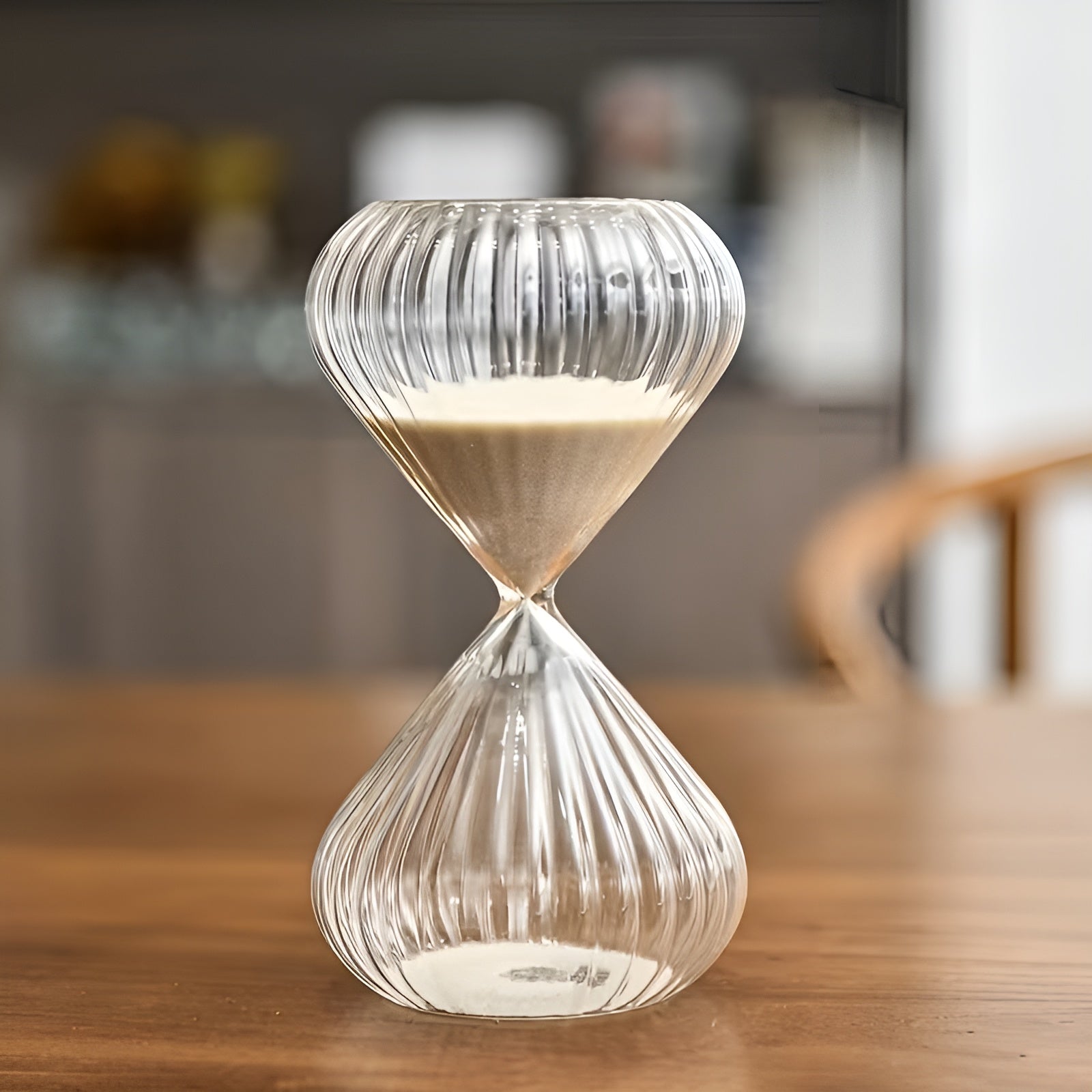 Sanduhr mit grauen Streifen (15 oder 30 Minuten) – Dekorativ und Entspannend | Stilvolle Zeitmessung für Zuhause