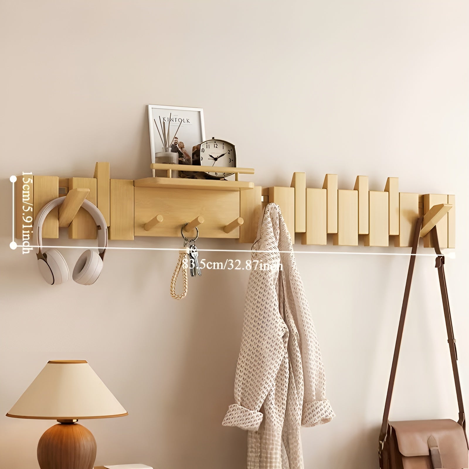 Schlüssel-förmige Wandgarderobe – Dekorativ und Platzsparend | Aus Massivholz für Flur, Garderobe und Eingangsbereich