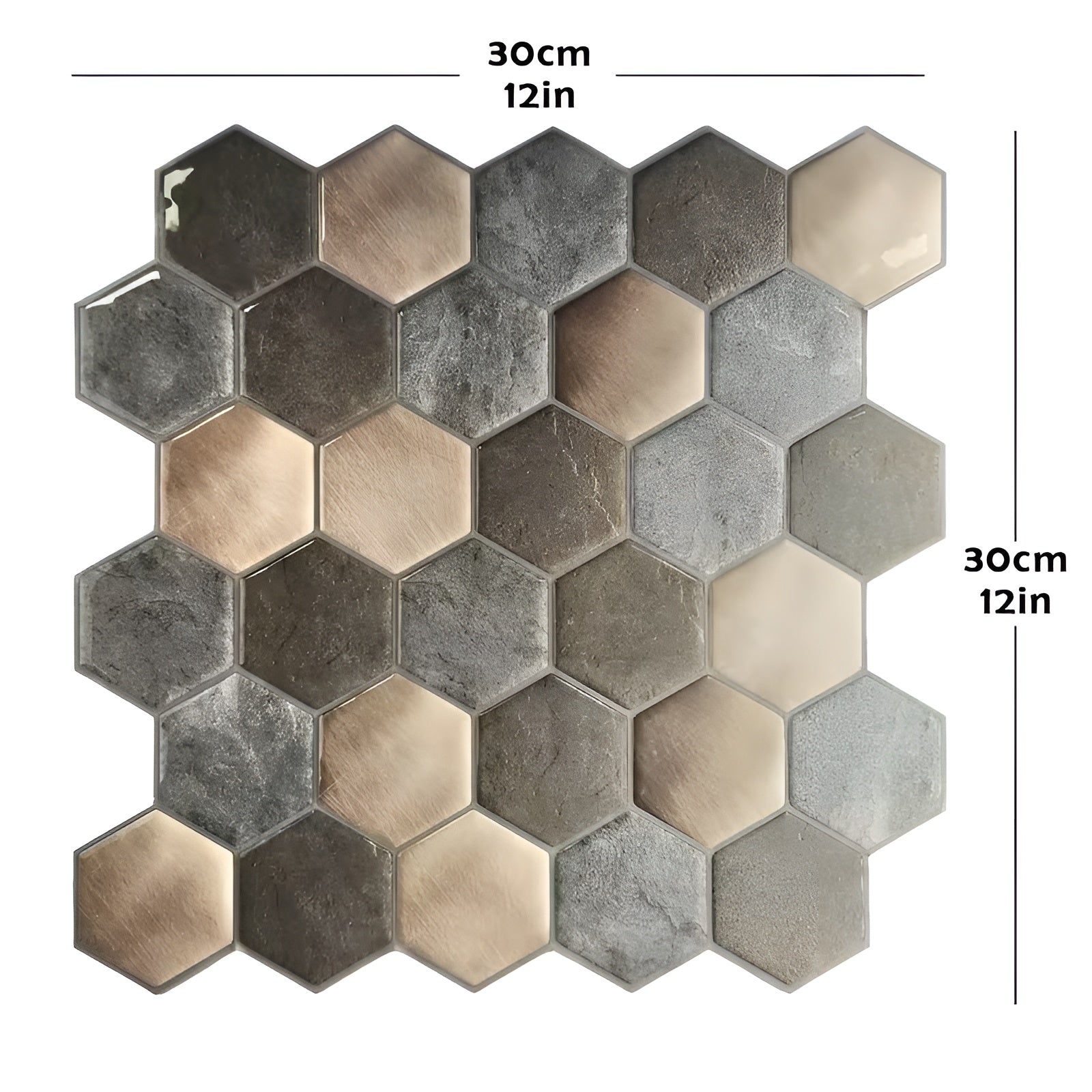 3D Hexagon Wandpaneele – Selbstklebende Metalloptik Wandverkleidung | Moderne Wanddeko für Wohnzimmer Küche oder Flur