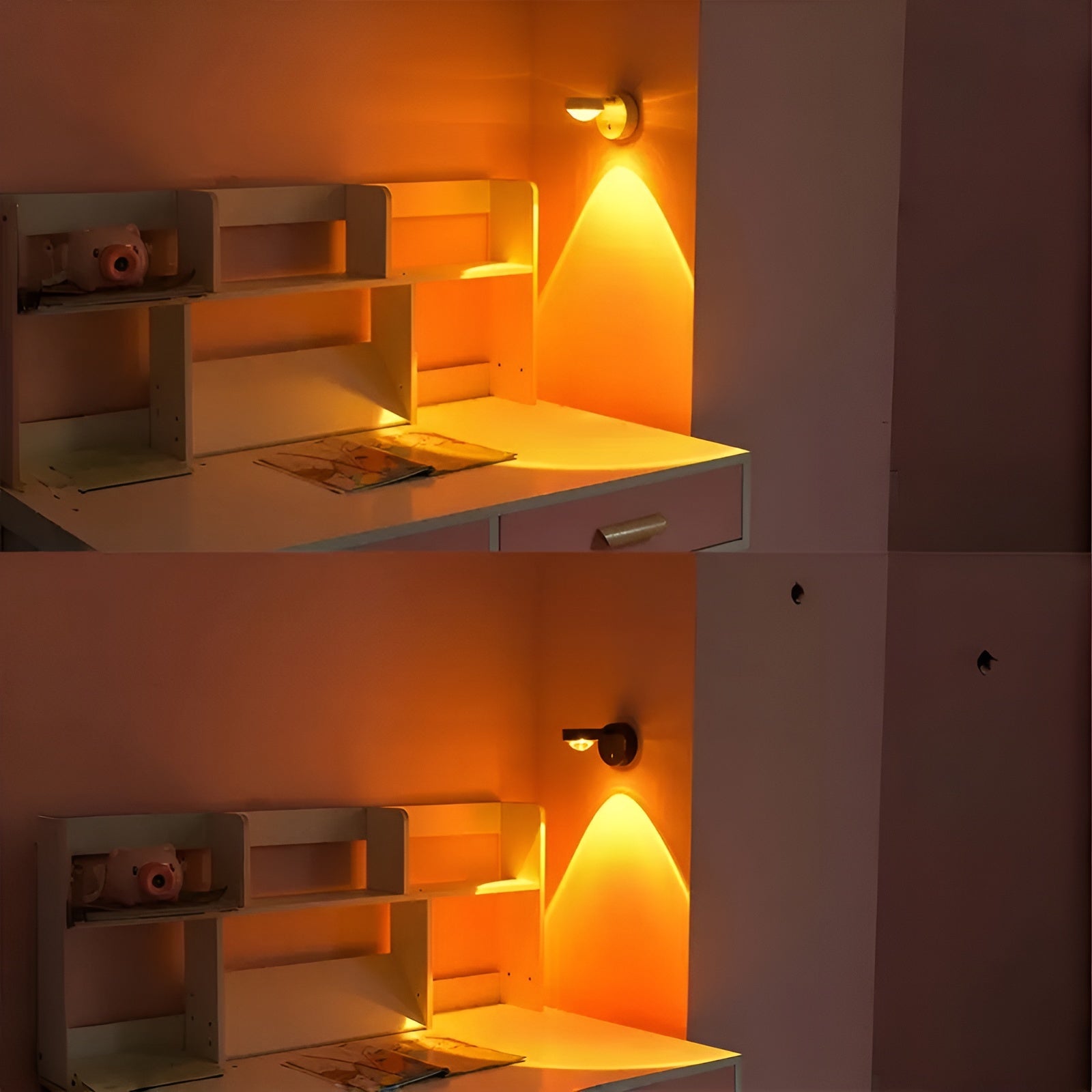 LED-Wandleuchte 360° Drehbar- Atmosphärisches Stimmungslicht,& Dimmbar | USB-Aufladbar für Zuhause