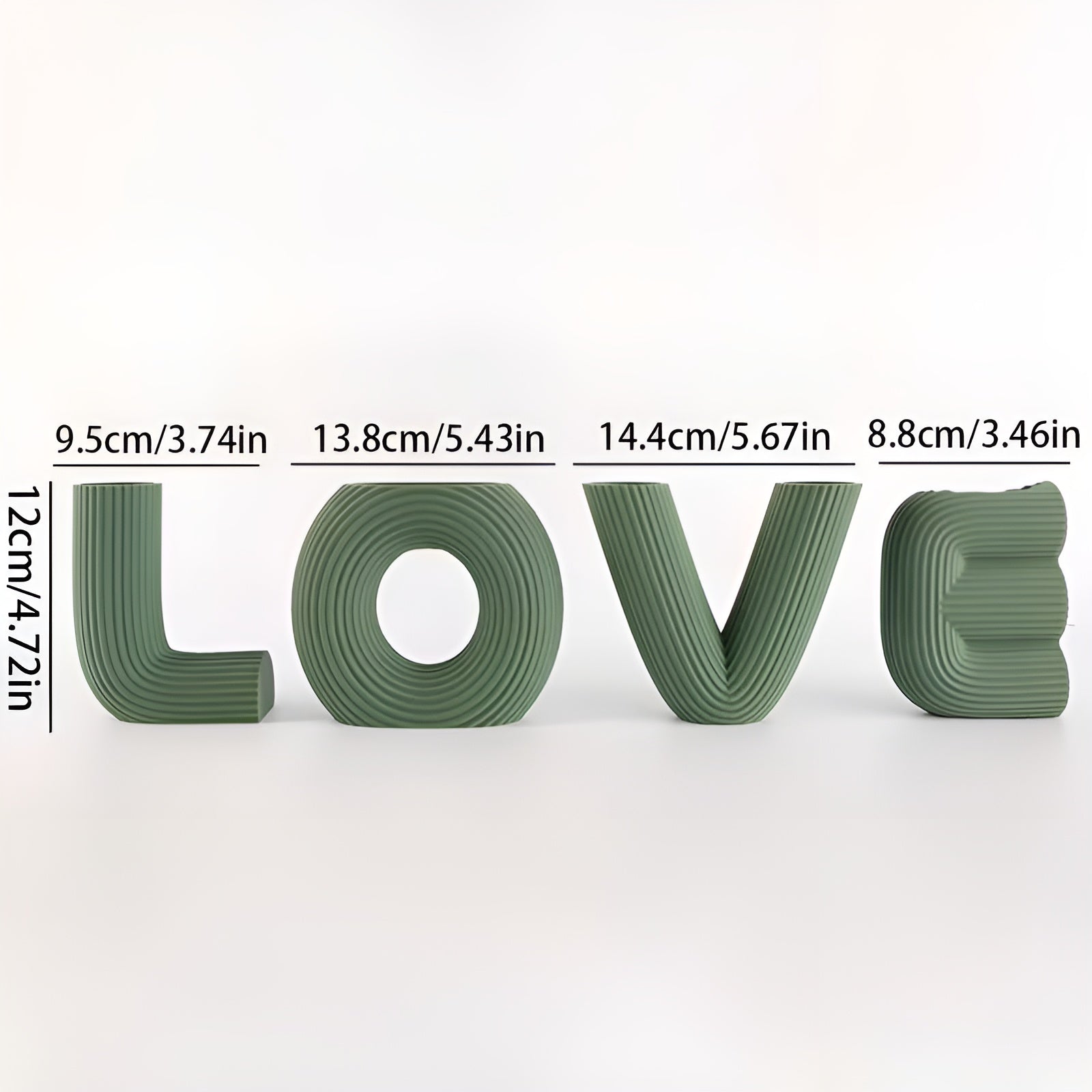 4er Set Deko-Figuren Liebe – Dekoratives Kunststoff-Design | Perfekt für Wohnraum Regal & Geschenk - Grün - Dekofigur