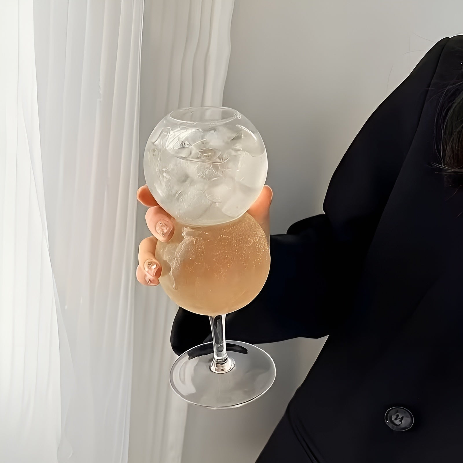 2er-Set Glasbecher in Kugelform – Elegant und Dekorativ | Perfekt für Zuhause und besondere Anlässe - 2 - Trinkglas