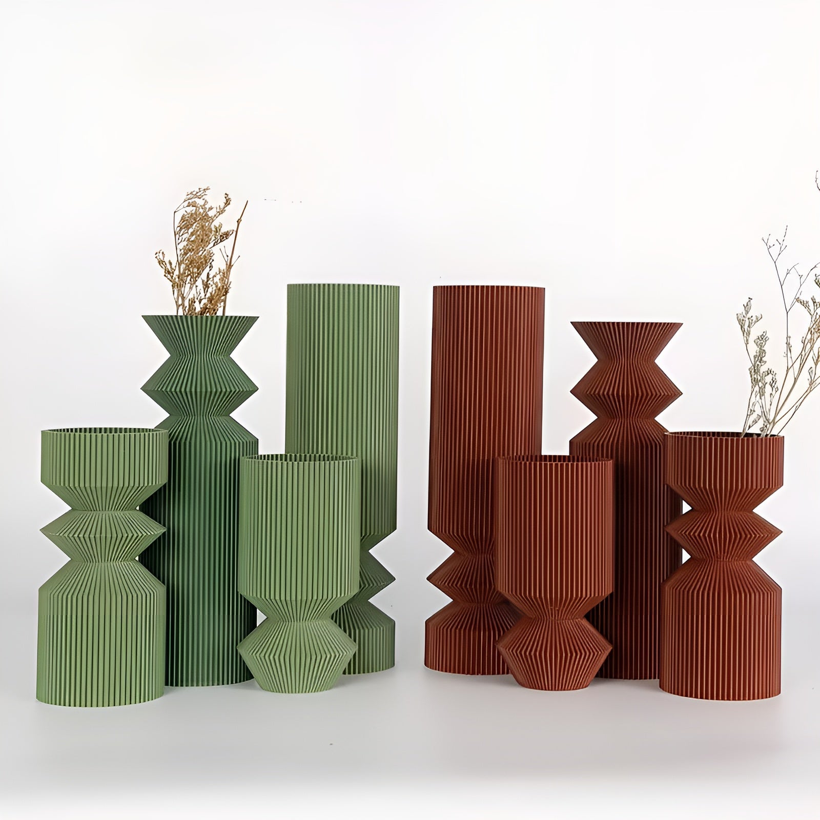 Art-Déco Vasen-Set (4-teilig) – Minimalistisch & Elegant | Perfekt für Trockenblumen und stilvolle Wohnraumdekoration
