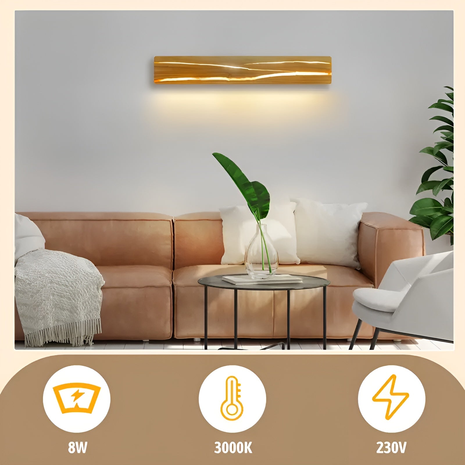 LED Wandlampe aus Holz – Modernes Design für Wohnzimmer & Schlafzimmer