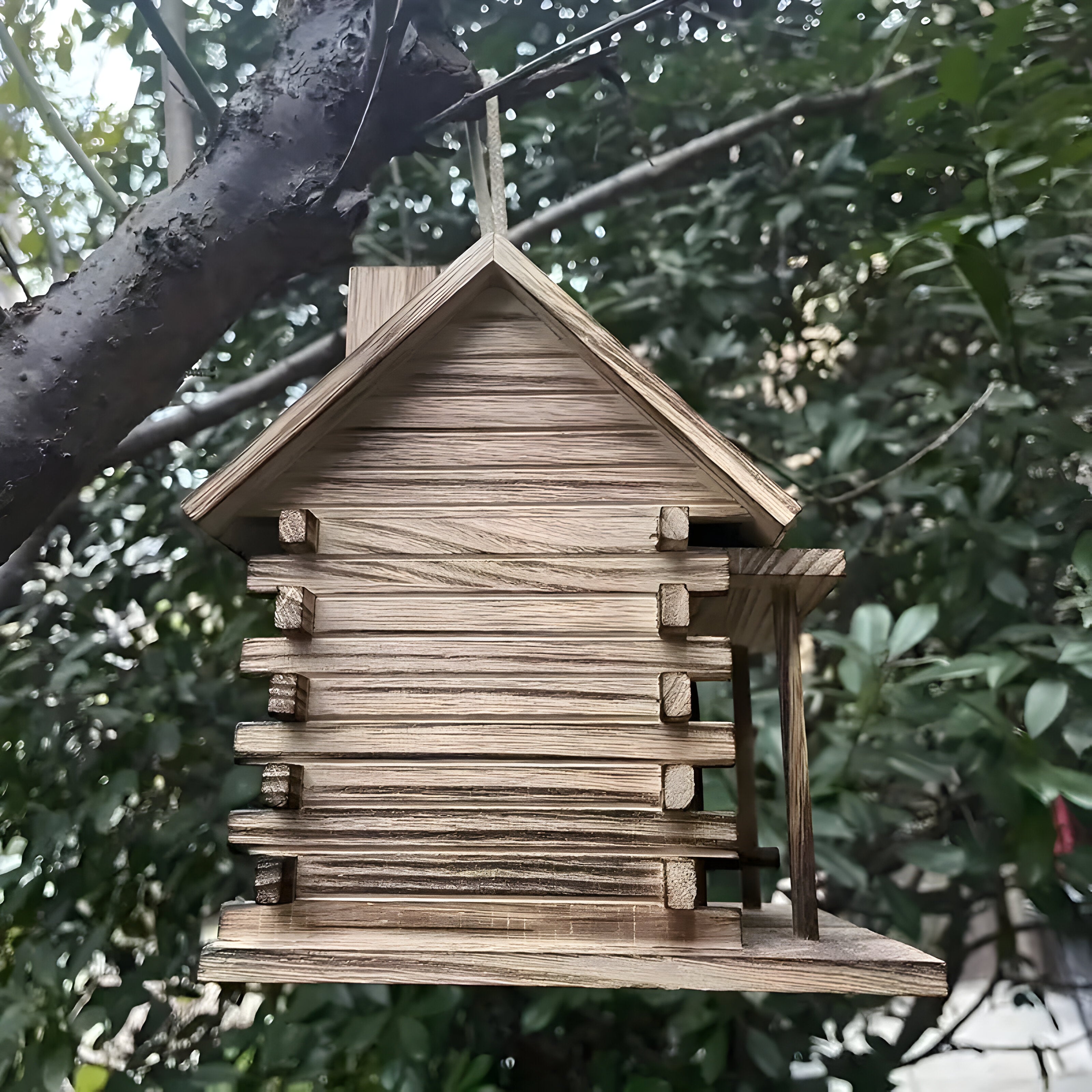 HollowHaven Nest - Rustikales Holz Vogelhaus