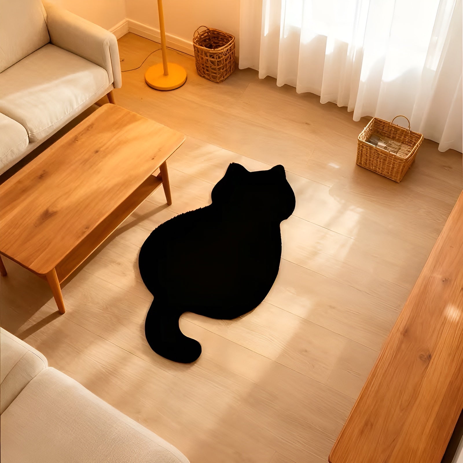 Kleiner Teppich in Katzenform – Weich und gemütlich | Perfekt für Sofa Regal oder Kommode - Teppich