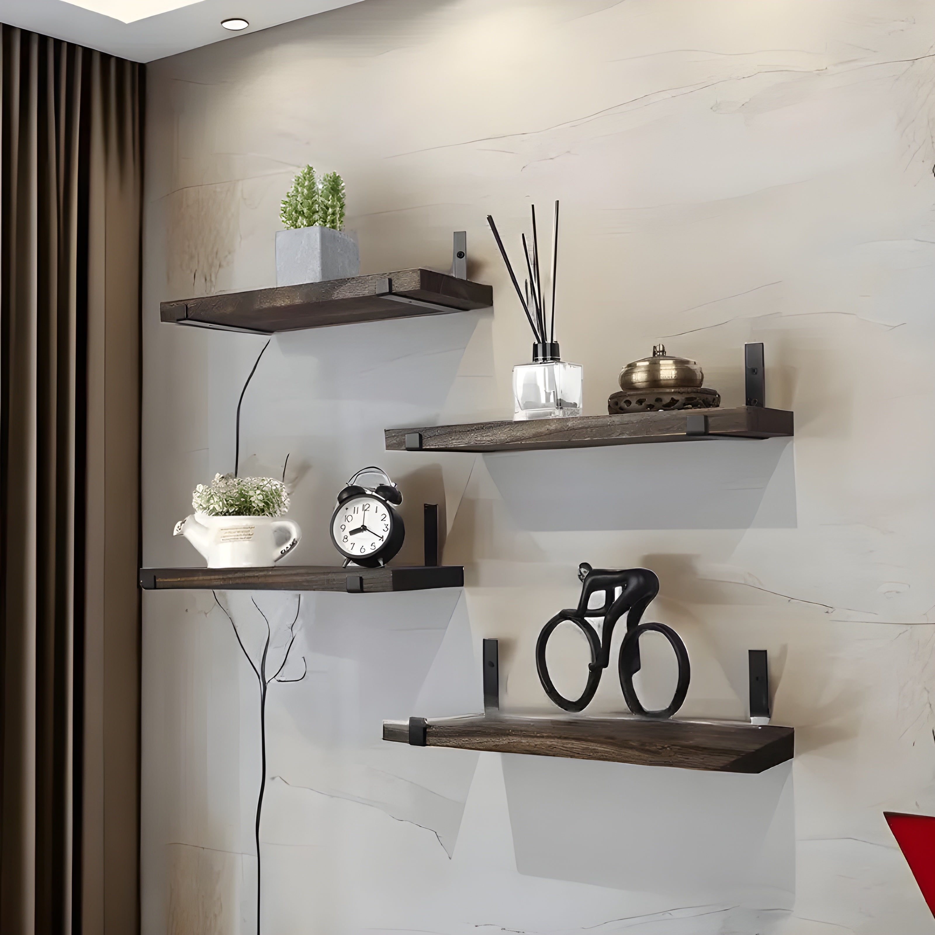 Wandregale im 4er-Set – Rustikales Holzdesign | Für Küche, Bad & Wohnzimmer