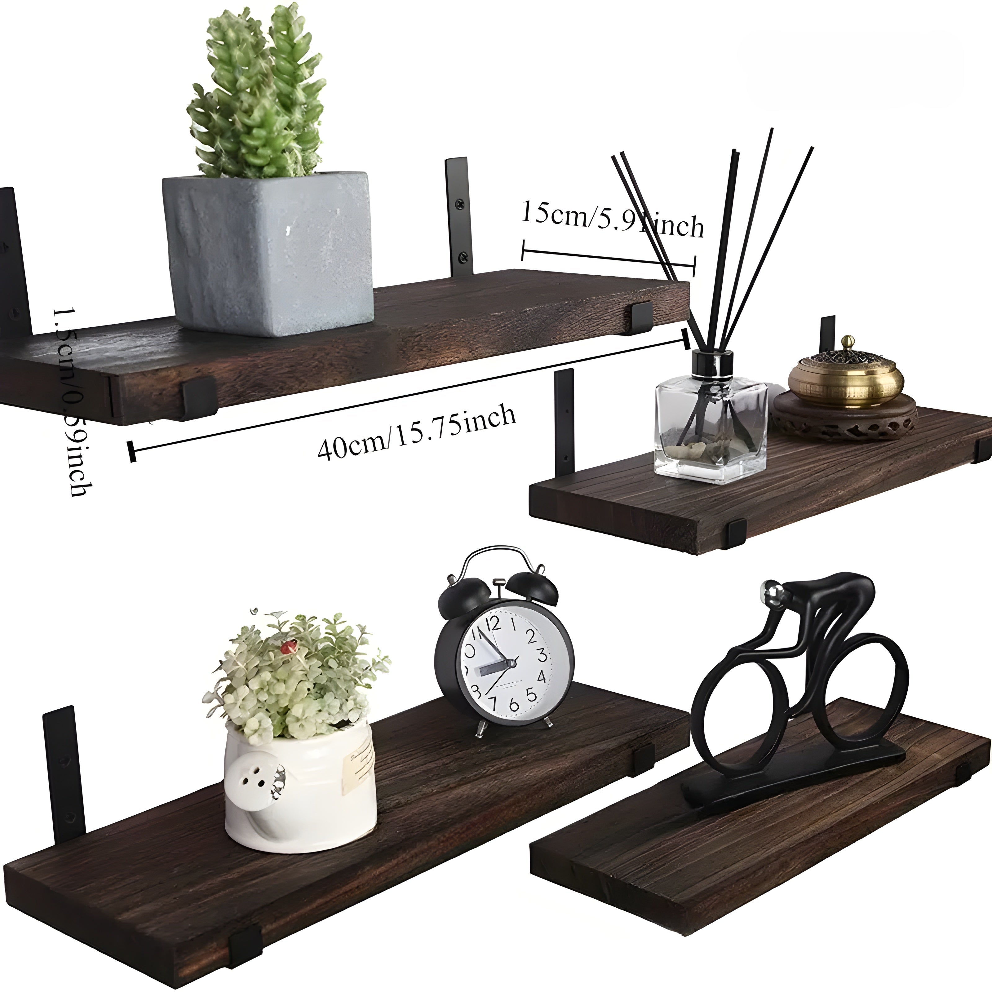 Wandregale im 4er-Set – Rustikales Holzdesign | Für Küche, Bad & Wohnzimmer