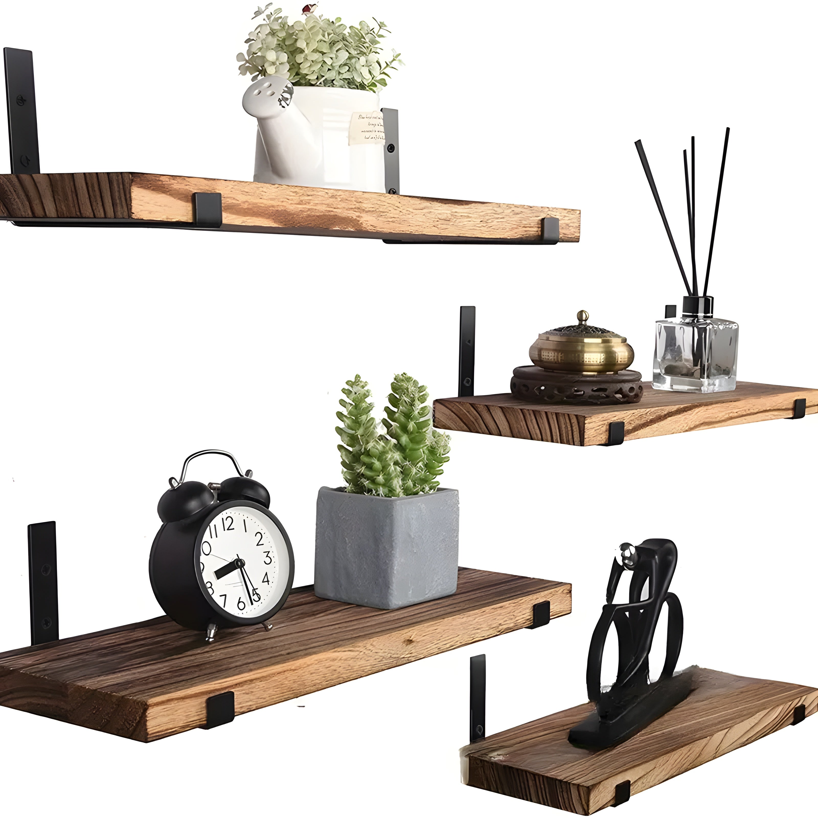 Wandregale im 4er-Set – Rustikales Holzdesign | Für Küche, Bad & Wohnzimmer