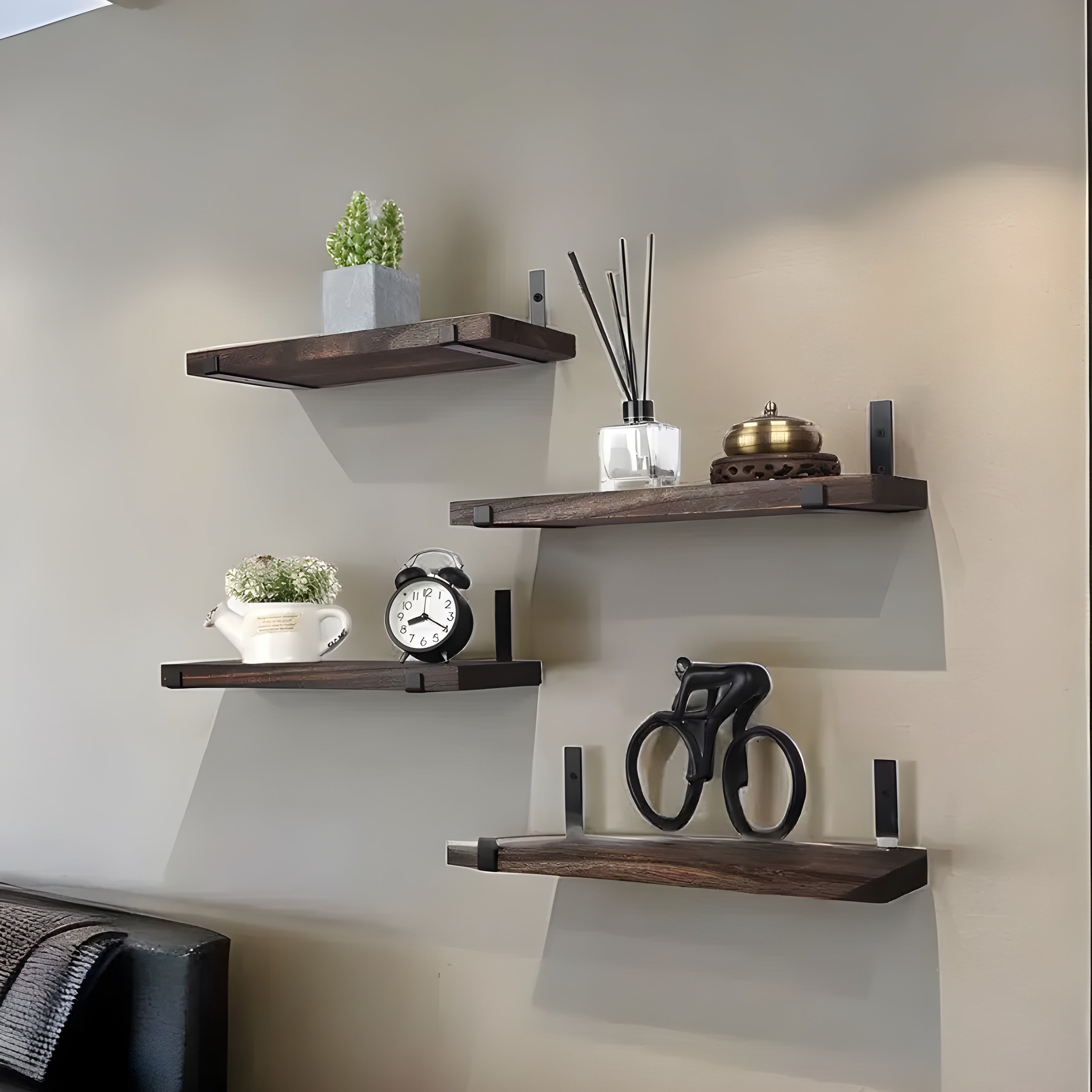 Wandregale im 4er-Set – Rustikales Holzdesign | Für Küche, Bad & Wohnzimmer