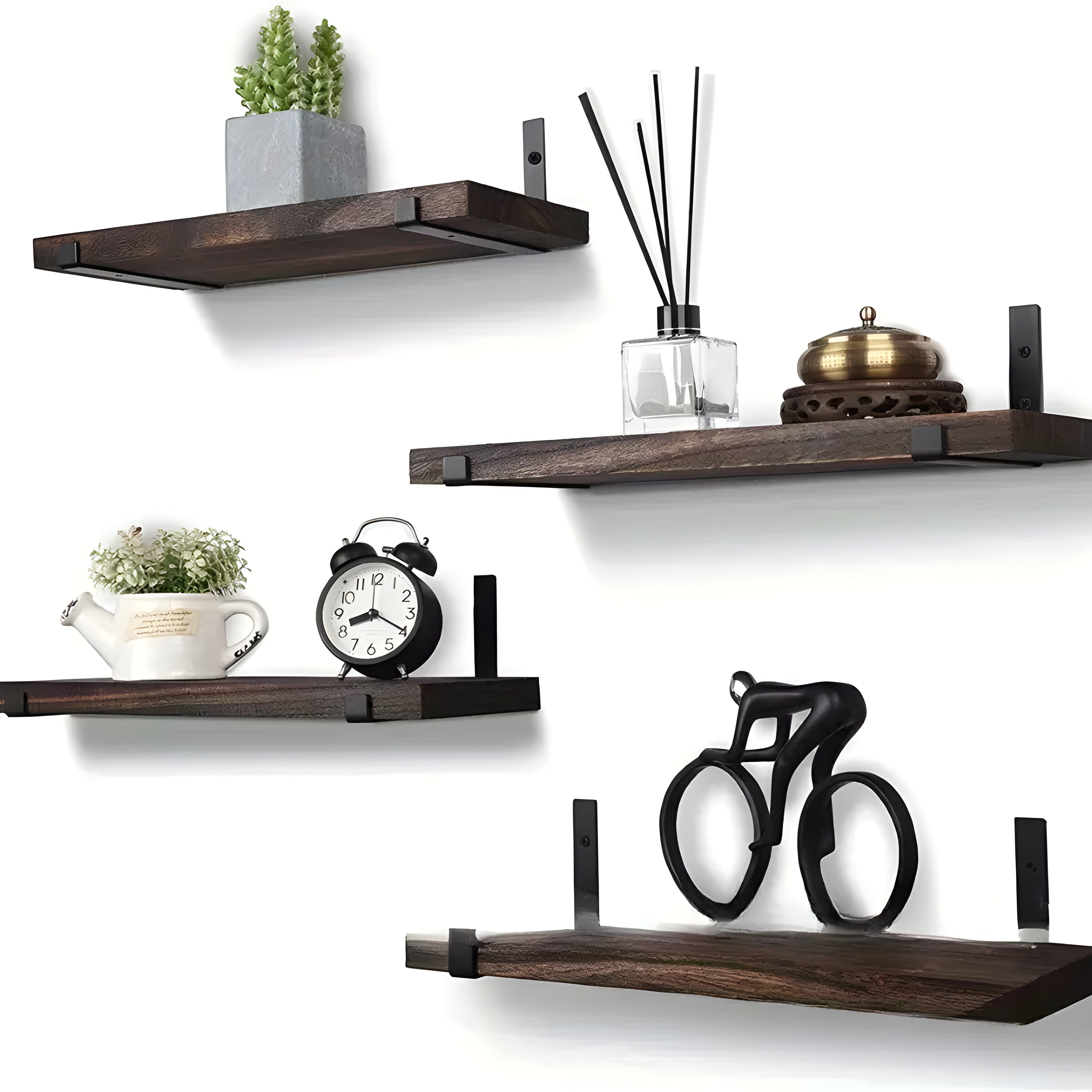 Wandregale im 4er-Set – Rustikales Holzdesign | Für Küche, Bad & Wohnzimmer