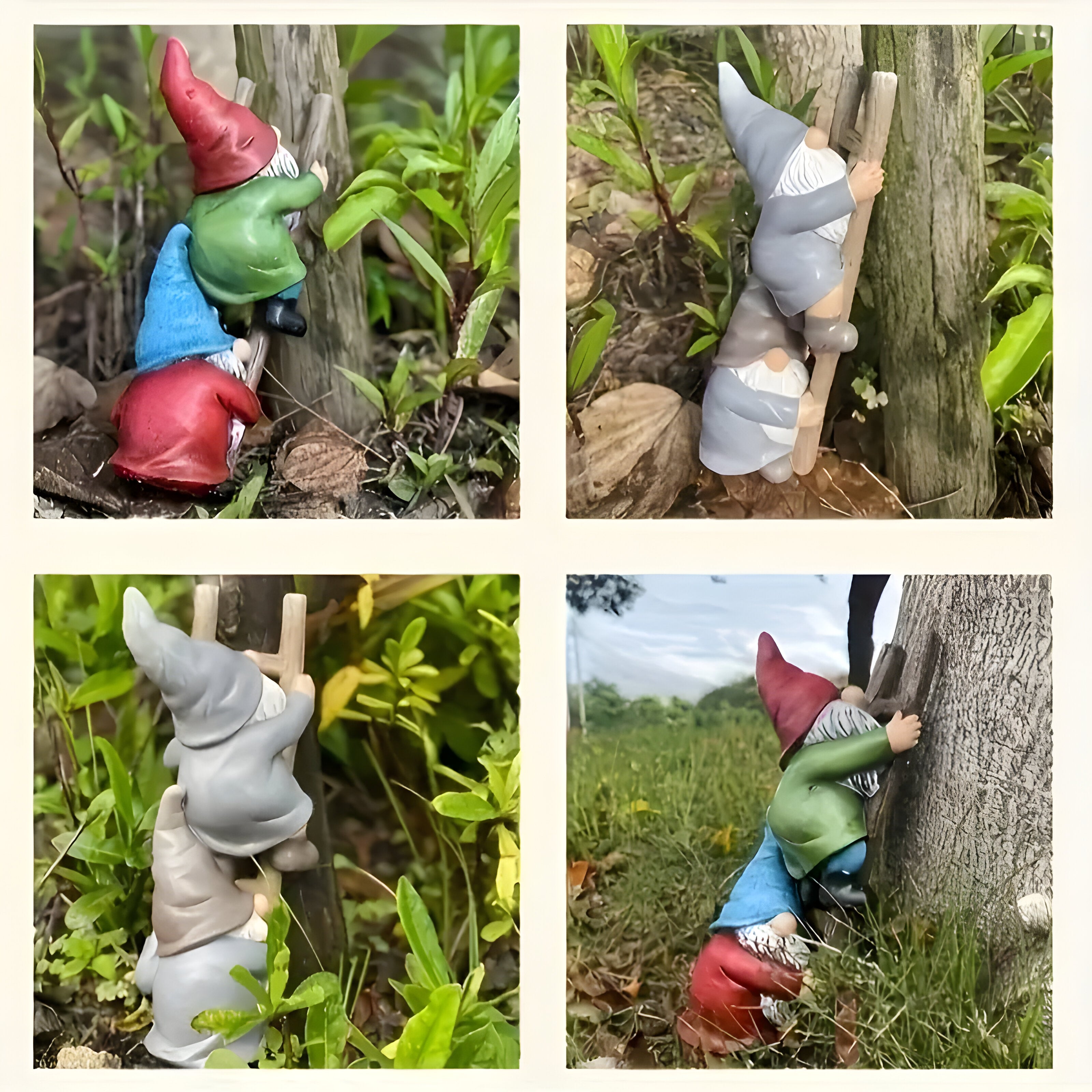 WhimsiLawn Statue – Verspielte Outdoor Kletternde Gartenzwerg Deko