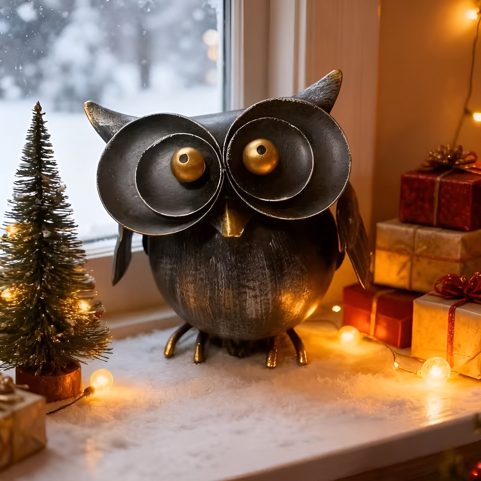 Eulenfigur aus Metall – Rustikal & Dekorativ | Stilvolle Deko für Haus und Garten