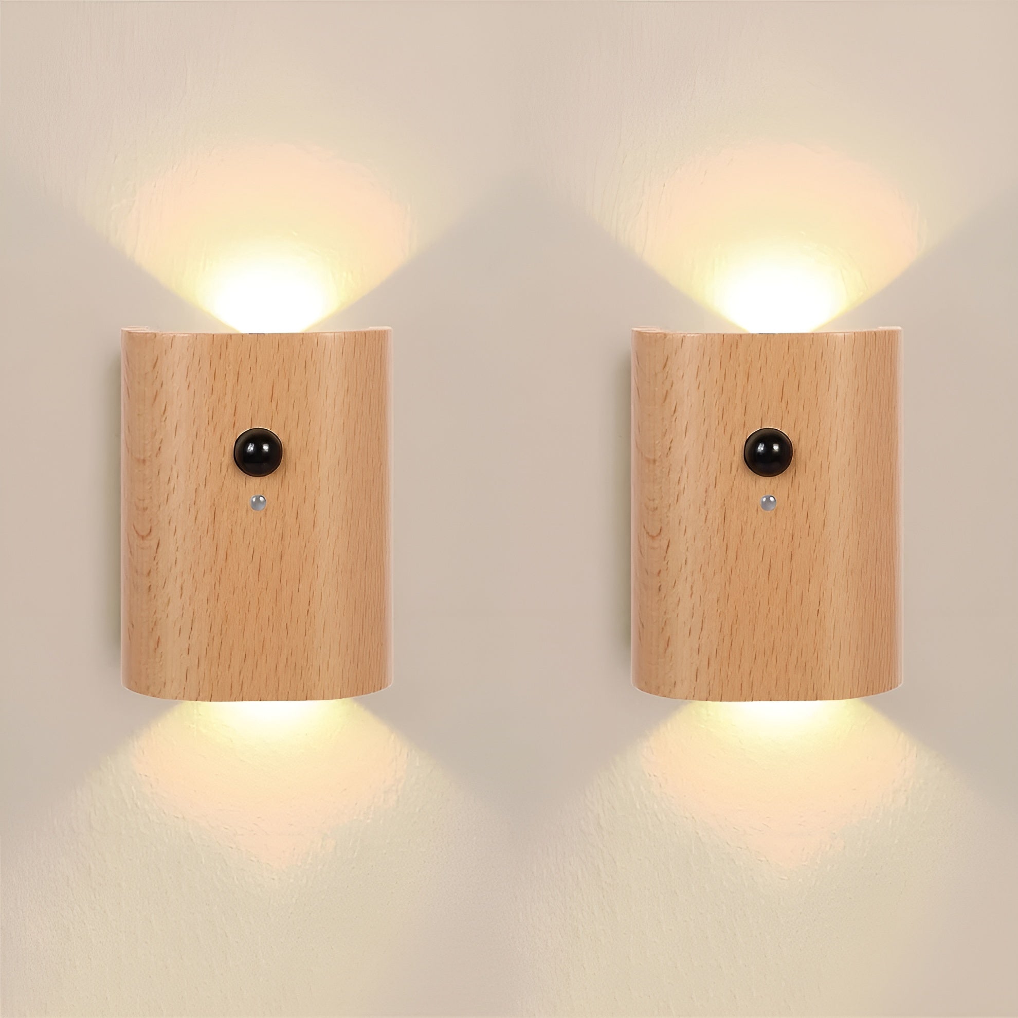LED Wandleuchte aus Holz – Mit Bewegungssensor & USB | Für Flur & Treppe