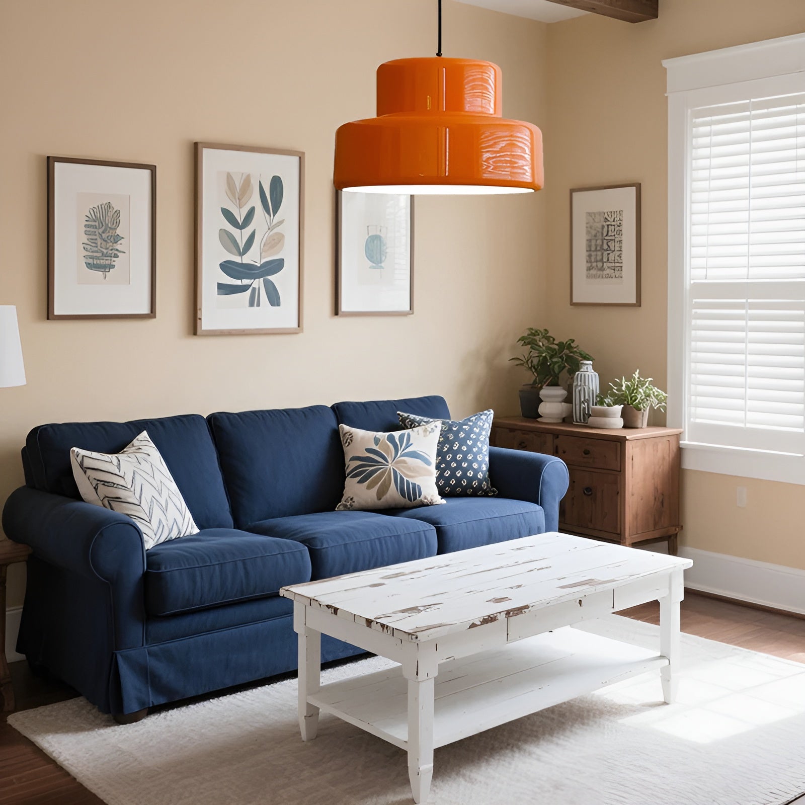 Bauhaus-Hängelampe – Vintage Optik in Orange | Stilvolle Pendelleuchte für Ihr Zuhause