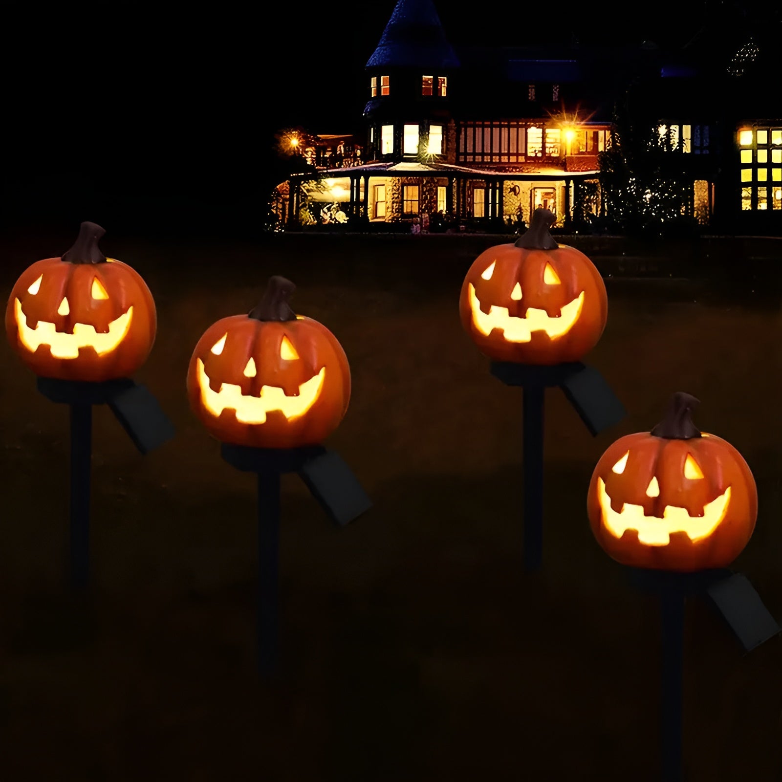 Halloween Solar-Laterne in Kürbisform – Dekorative LED Gartenleuchte | Ideal für Hof, Terrasse & Garten(2-Stück)