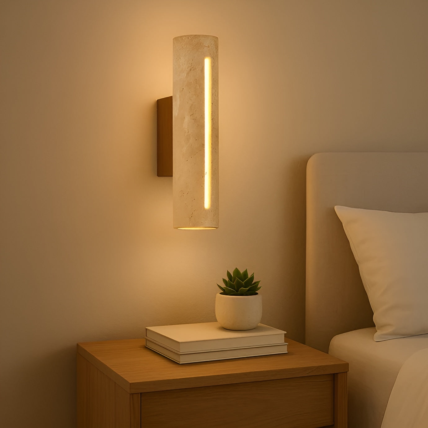 Zylindrische Wandleuchte aus Stein – Hochwertig und Dekorativ | Für Innenräume