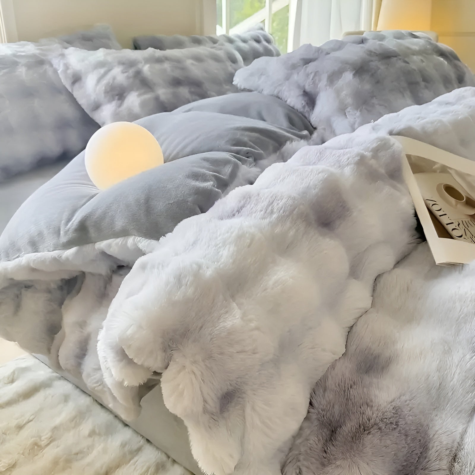 Kuscheliger Plüsch-Bettbezug – Warm und Weich für Herbst & Winter | Beidseitiges Design aus Kaninchenfell & Milchsamt