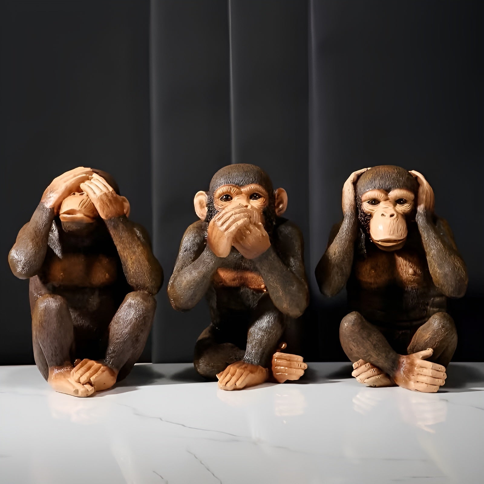 Realistische Gorilla-Figuren im Set – Detailreich und Dekorativ | Perfekt für Büro Wohnzimmer und Regal - Skulptur