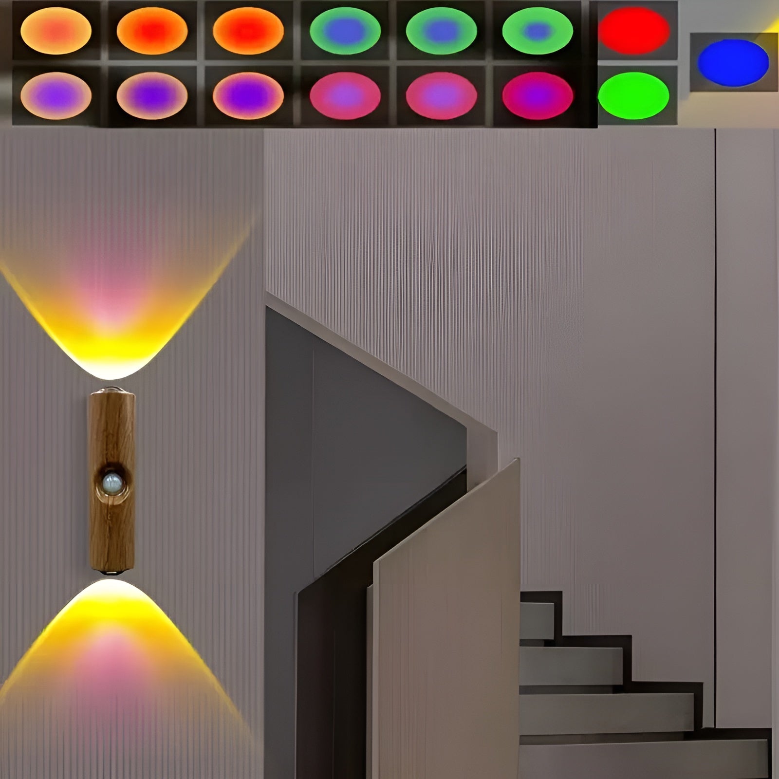 LED-Nachtlicht mit Bewegungssensor (6er-Set) – Dimmbar & RGB | USB-Aufladung, 3 Lichtfarben, Perfekt für Flur, Treppe & Wohnzimmer