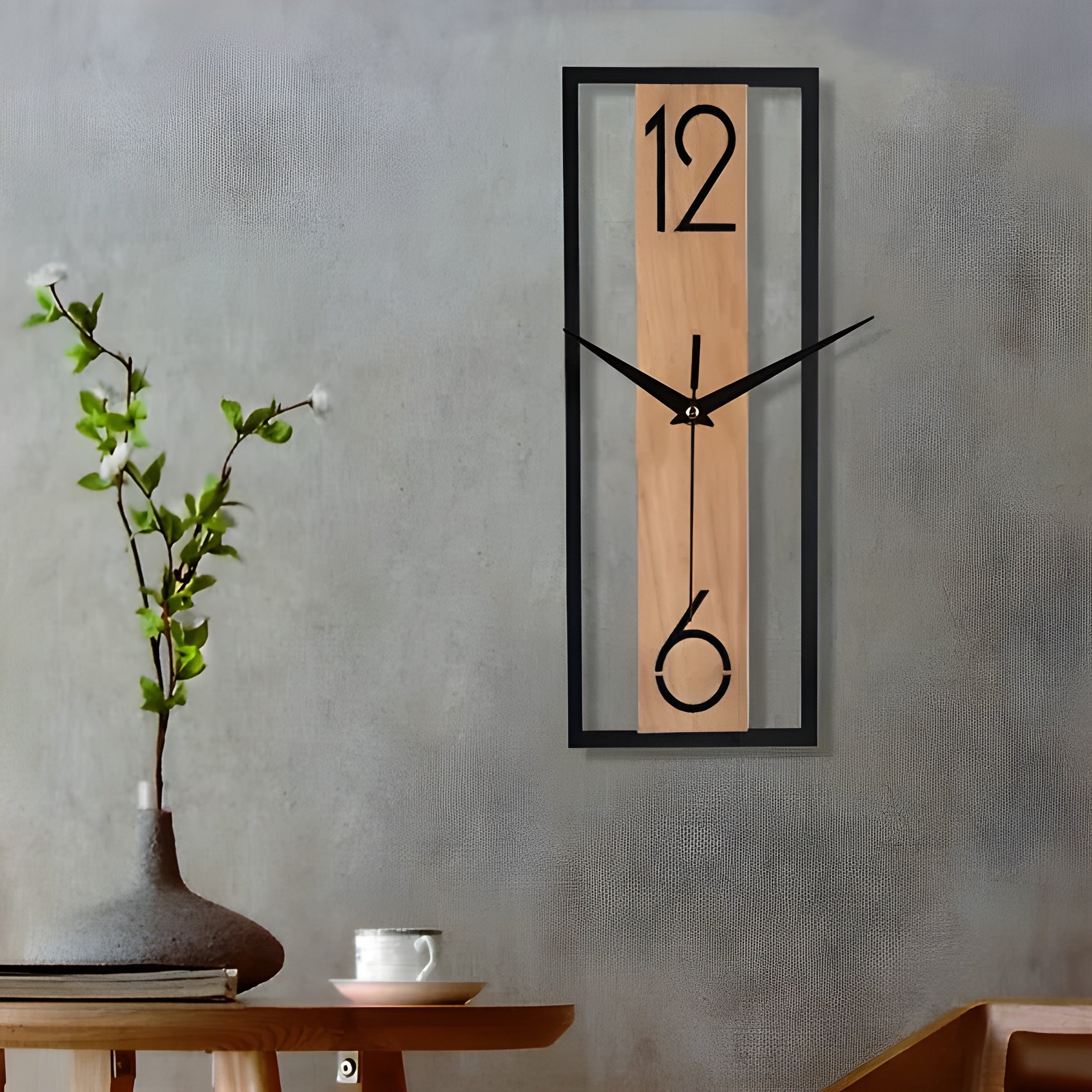 Rechteckige Wanduhr in Holzoptik – Modern und Stilvoll | Dekorativ für Wohnzimmer Büro oder Küche - 30*11cm - Wanduhr