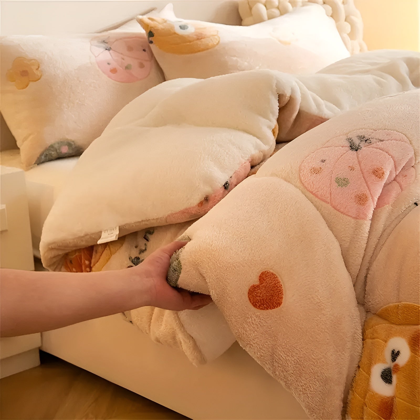 Kuscheldecke mit Kürbis- und Schneeflockenmotiv – Weich, Warm und Stilvoll | Perfekt für Herbst und Winter