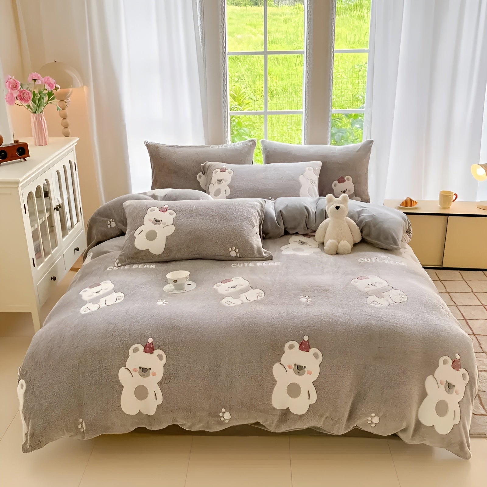 Samt-Bettwäsche mit Bärenmotiv – Weich und Kuschelig | Perfekt für Herbst und Winter