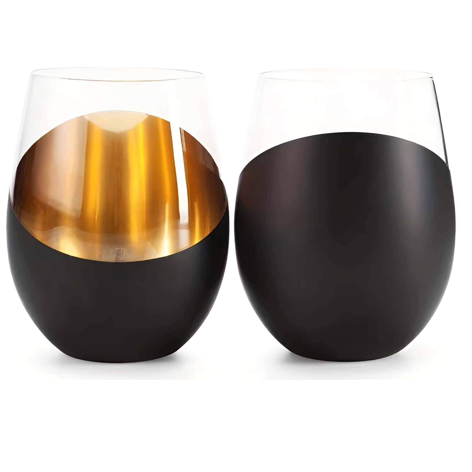 Stielloses Rotweinglas-Set – Geometrisches Design & Rutschfest | Wiederverwendbar und Elegant - Schwarz - Weinglas