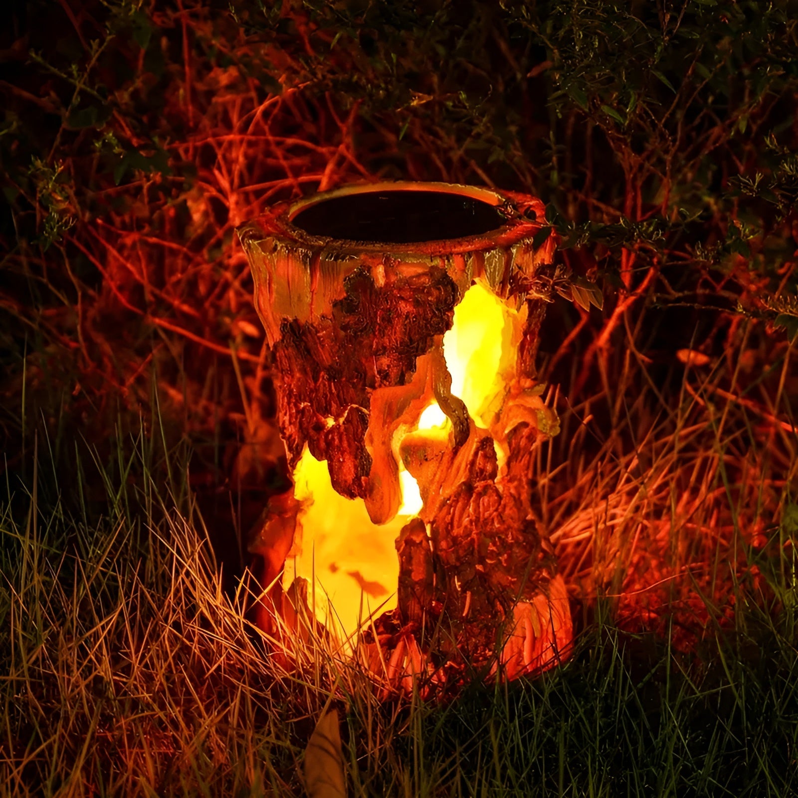 Solar Baumstumpf Lampe – Dekorative Gartenfigur aus Kunstharz | Stimmungsvolles Licht für Terrasse & Balkon
