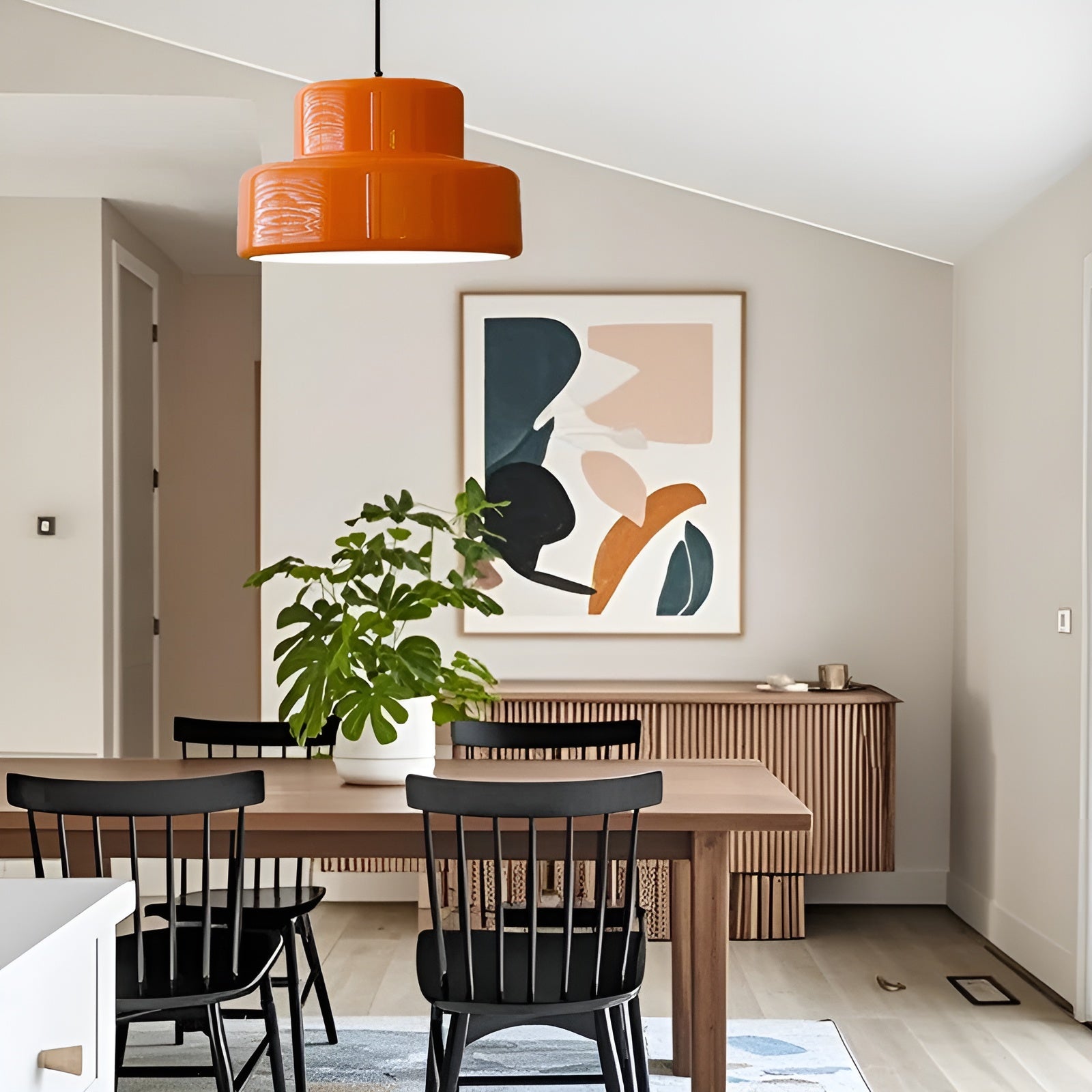 Bauhaus-Hängelampe – Vintage Optik in Orange | Stilvolle Pendelleuchte für Ihr Zuhause