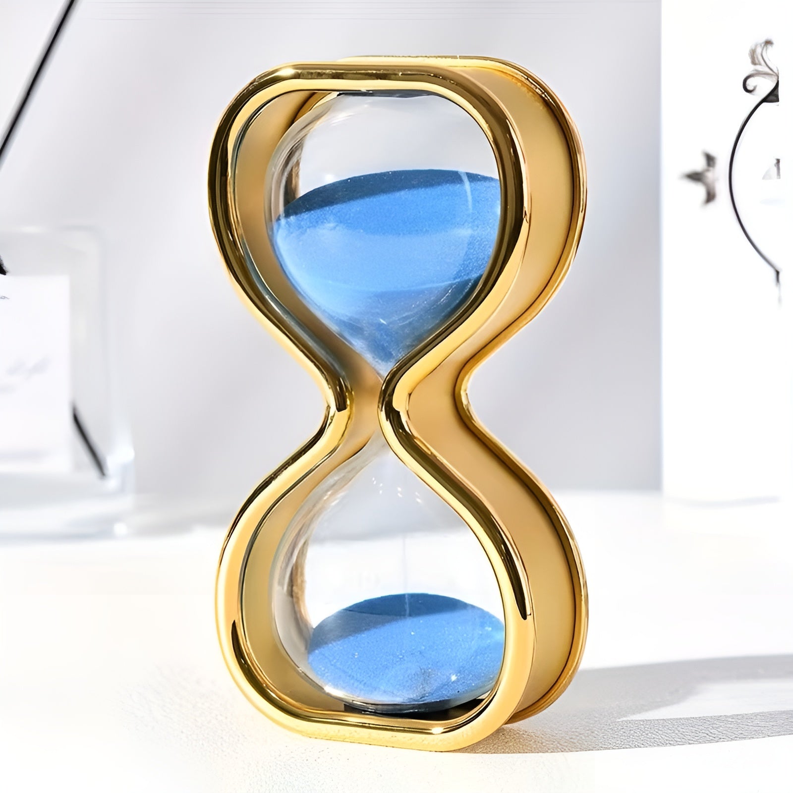 Sanduhr mit farbigem Sand – Dekorativ und Entspannend | Eleganter Metallrahmen ca. 30 Minuten für Büro und Zuhause