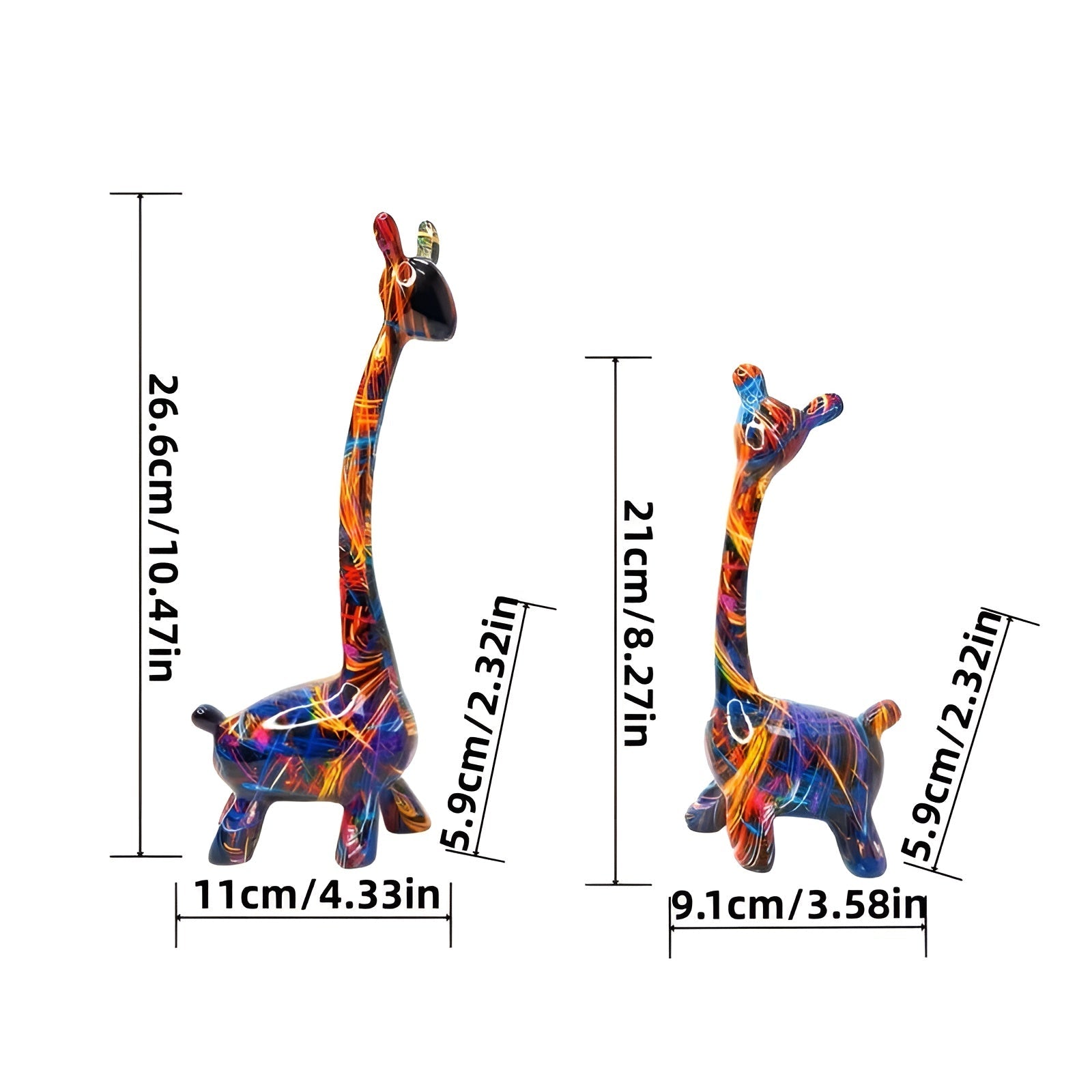 Bunte Giraffenfigur – Kreative Tierdeko aus Resin | Dekorativ und Modern - Farbenfroh - Skulptur