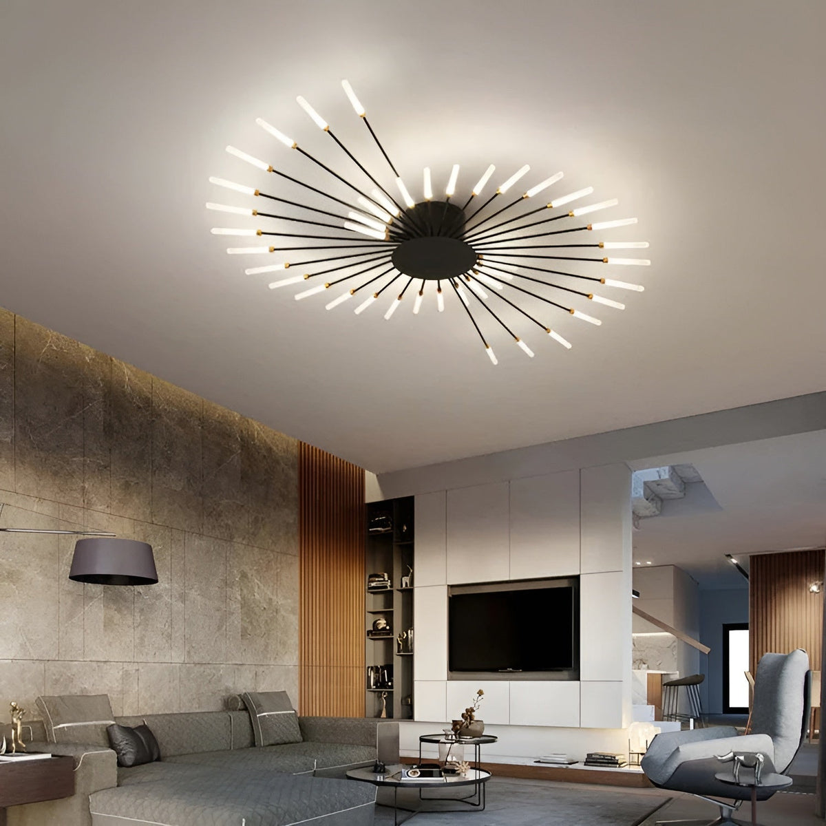 Moderne LED-Deckenleuchte – Montageansicht an der Decke