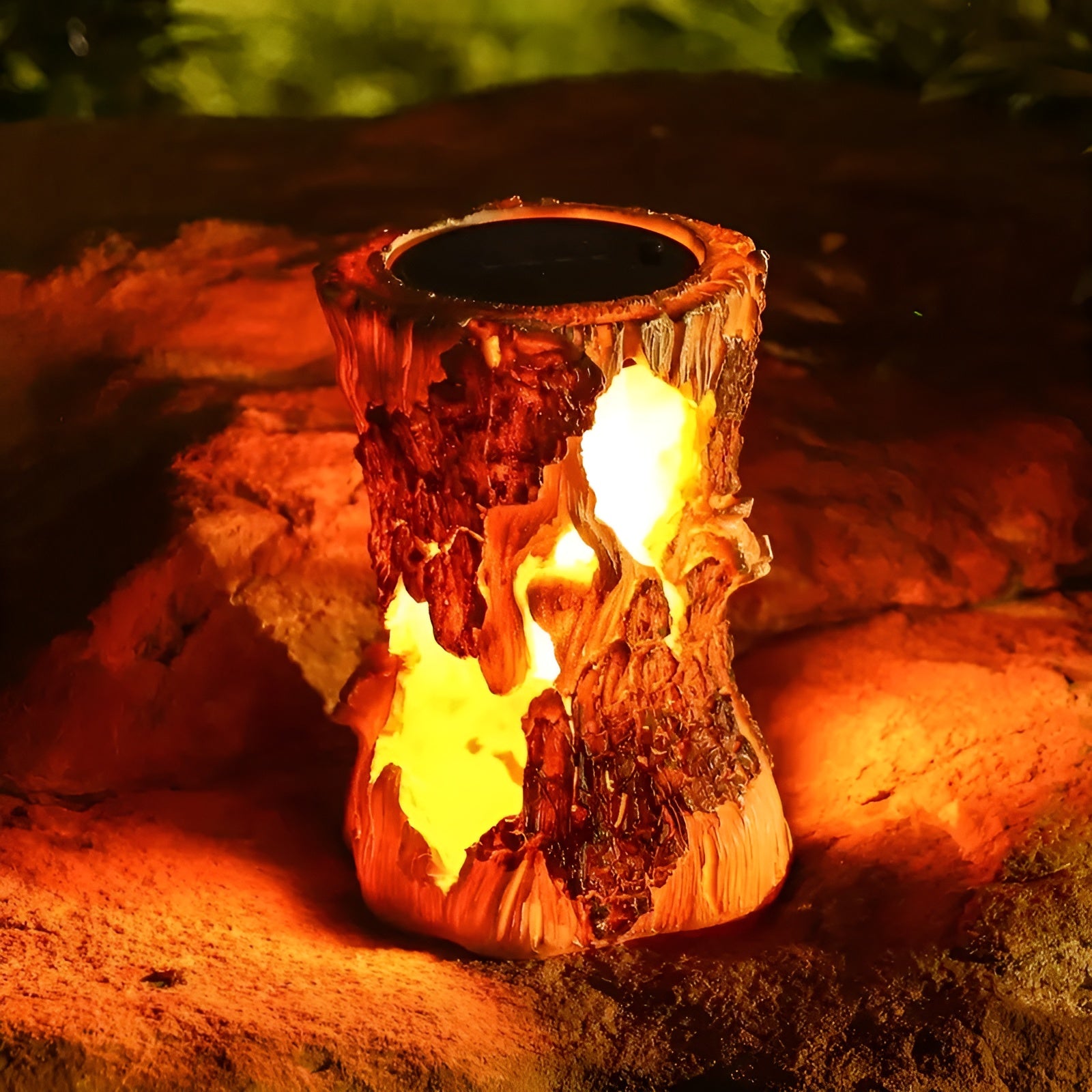 Solar Baumstumpf Lampe – Dekorative Gartenfigur aus Kunstharz | Stimmungsvolles Licht für Terrasse & Balkon