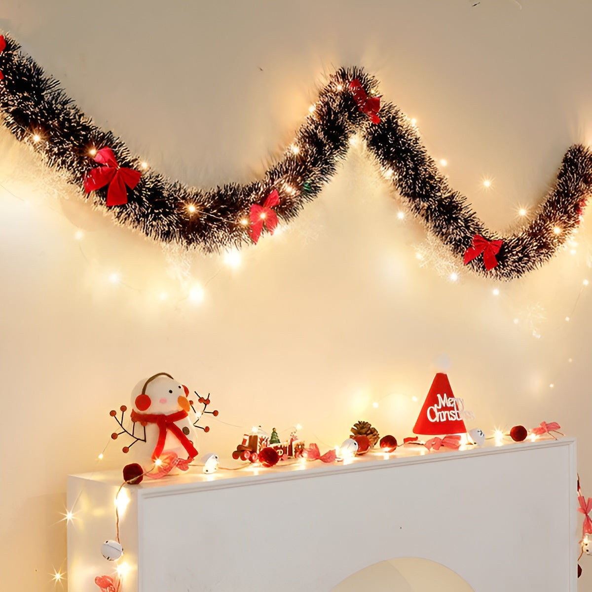 2er Set LED-Lichtergirlanden – Warmes Licht & Batteriebetrieb | Stimmungsvolle Weihnachtsbeleuchtung - Saisonale