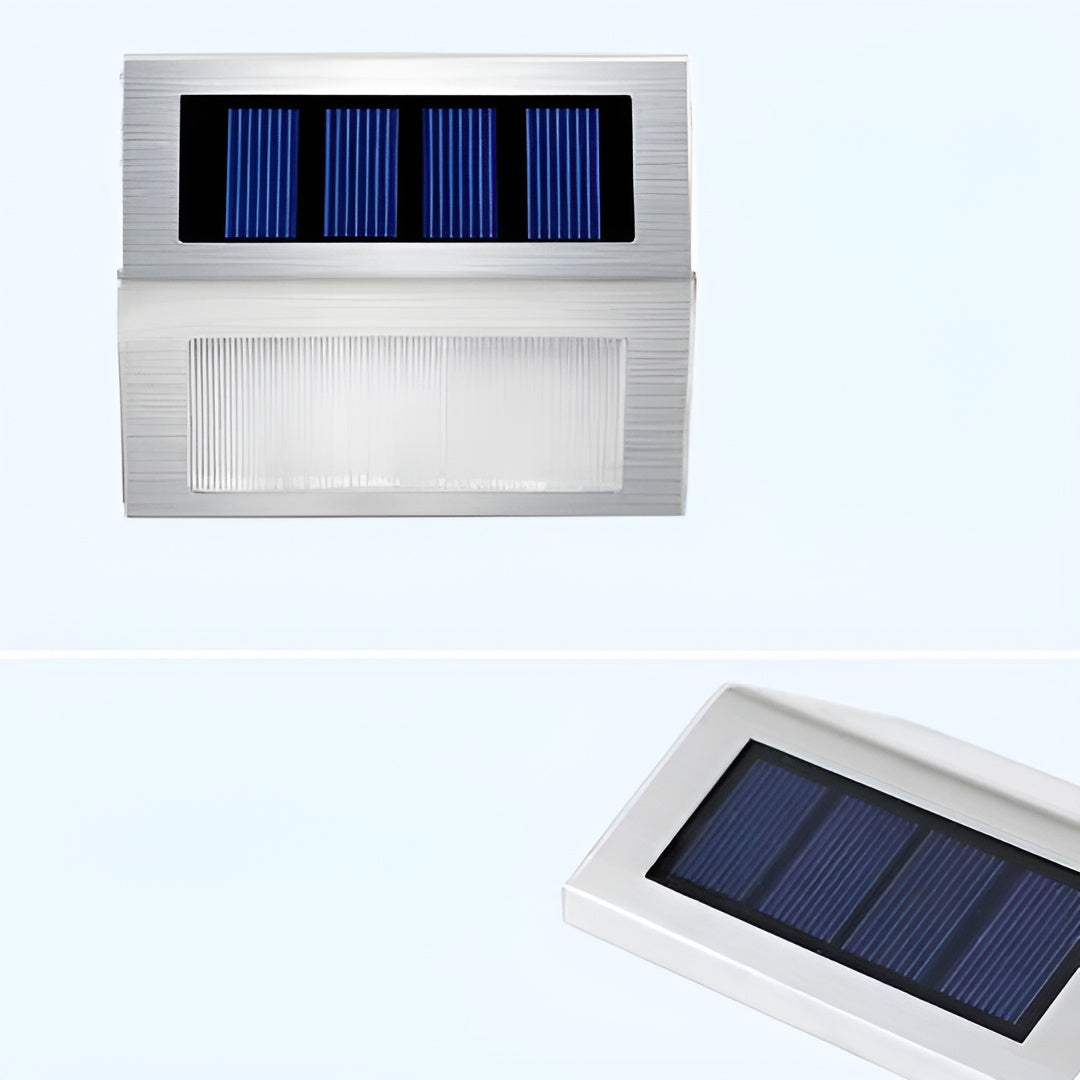 2er-set Solar Led-Treppenleuchten – Wetterfeste Außenbeleuchtung Aus Edelstahl Für Garten Und Hof - Lampe