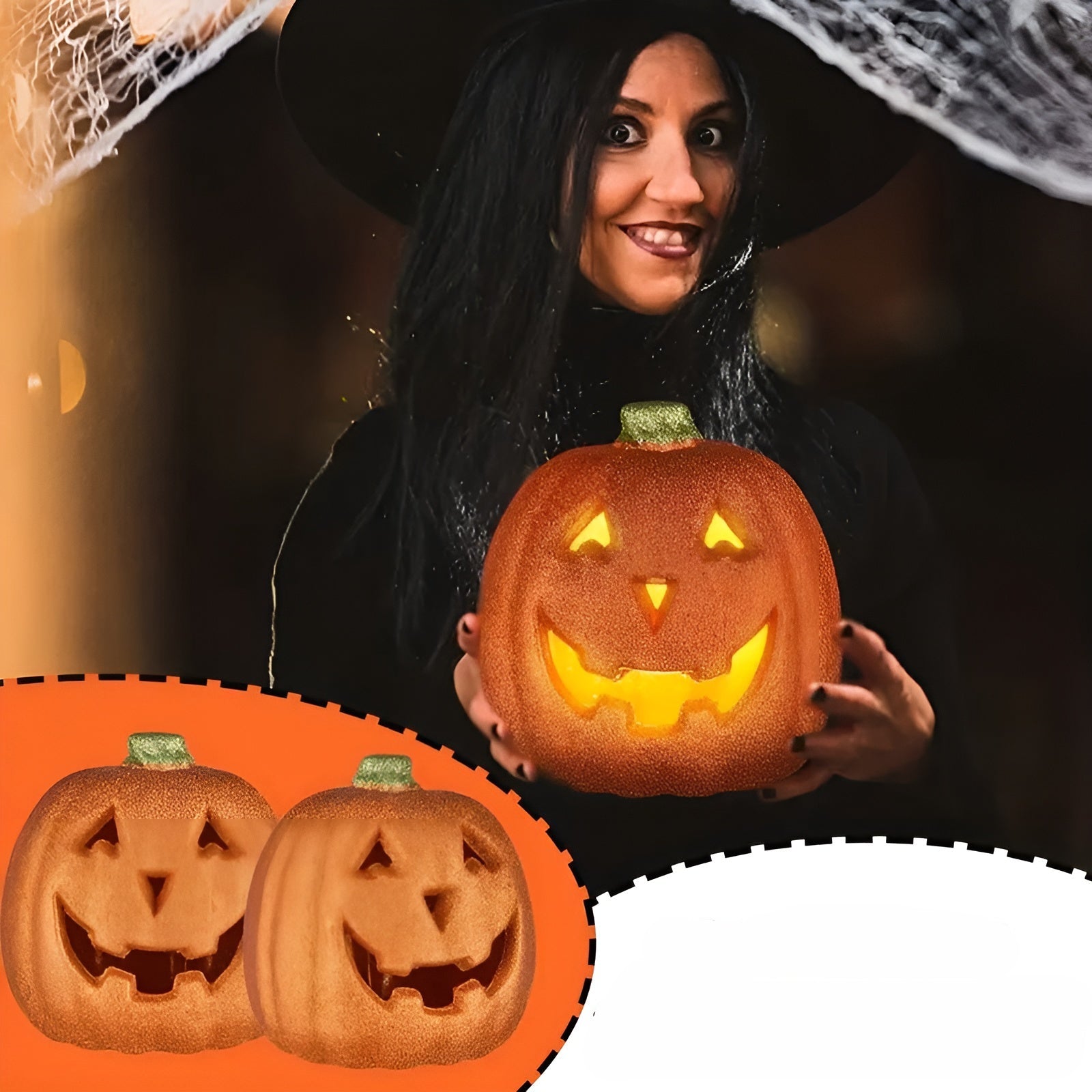 Halloween Kürbis-Laterne – Große Dekorative Leuchte | Perfekt für Innenraum, Party & Herbstdeko