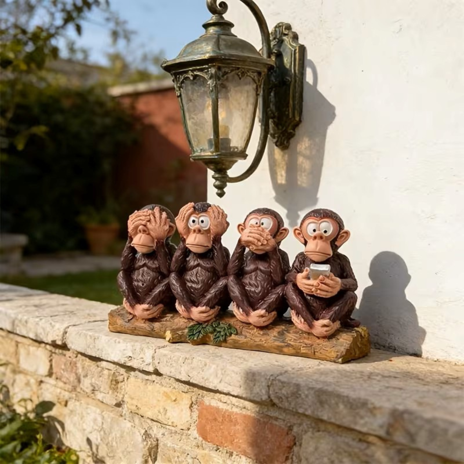 3 Affen Dekofigur – Symbol für Weisheit und Gelassenheit Für Innen- und Außenbereich - Dekorative Figur