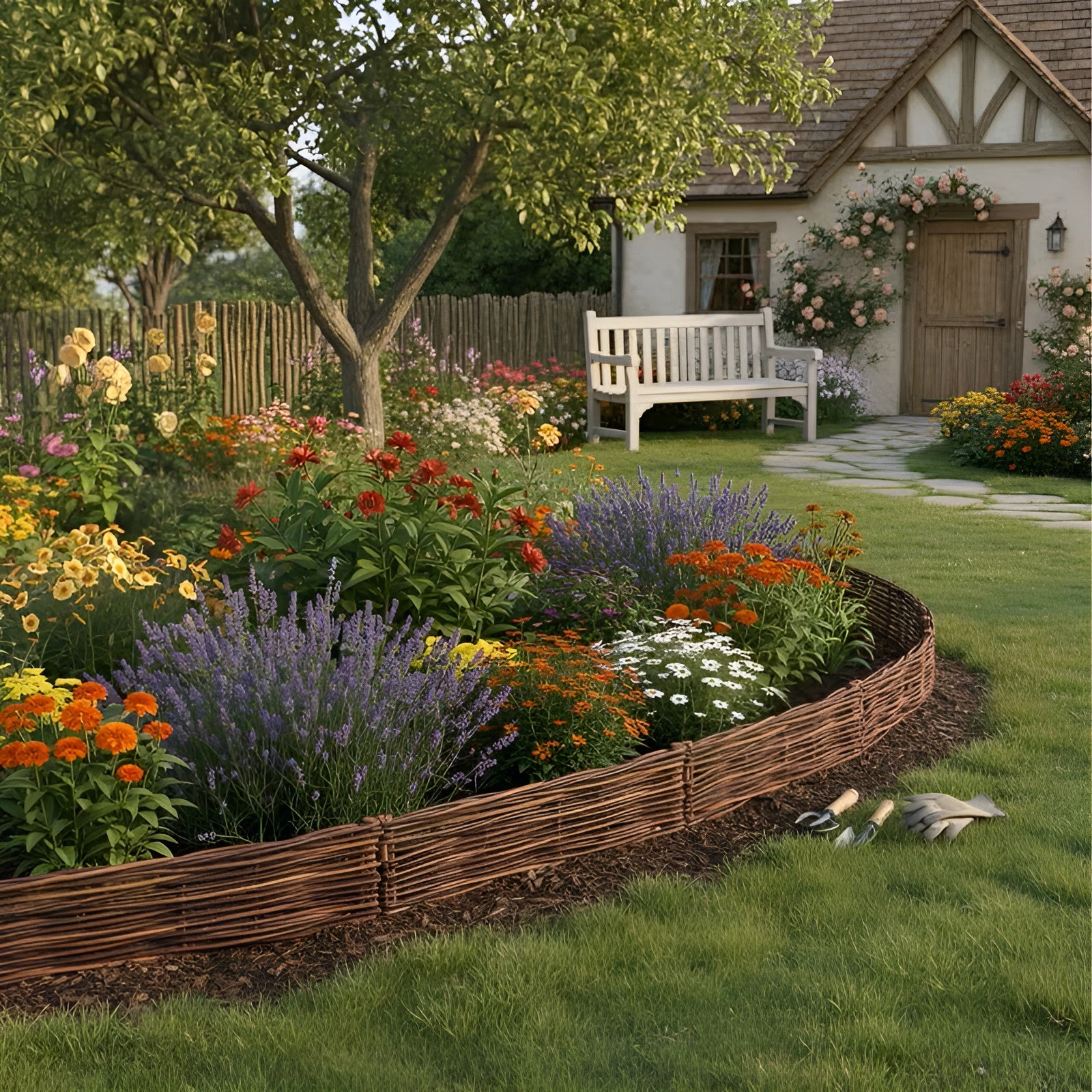 Beeteinfassung für den Garten – Dekorative Rasenkante | Ordentliche Abgrenzung für Rasen und Blumenbeete