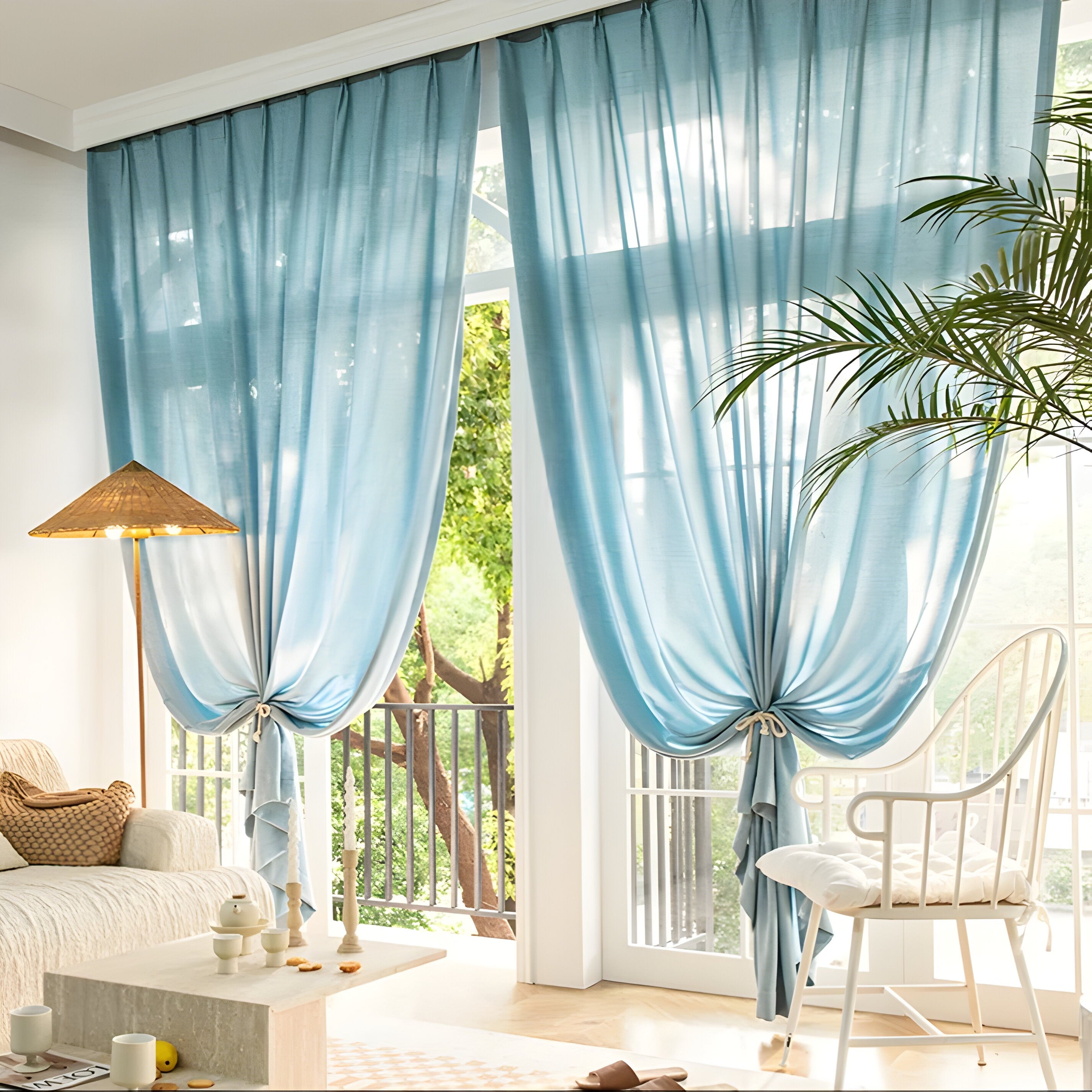 Voile-Vorhang im japanischen Stil – Weich und lichtdurchlässig | Dezente Fensterdekoration