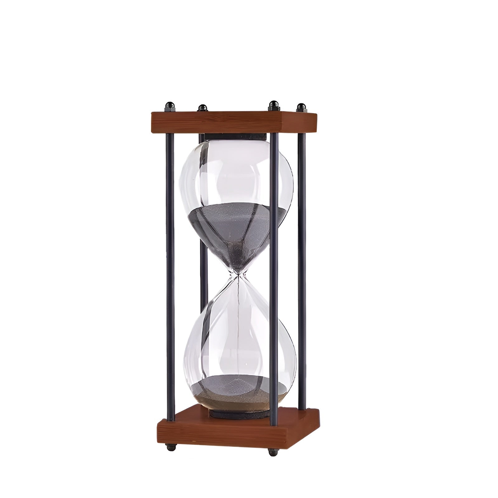 Kostenlose 60-minuten-sanduhr – Kreatives Dekoratives Retro-design In Schwarz | Metallrahmen Mit Kratzfestem Sockel
