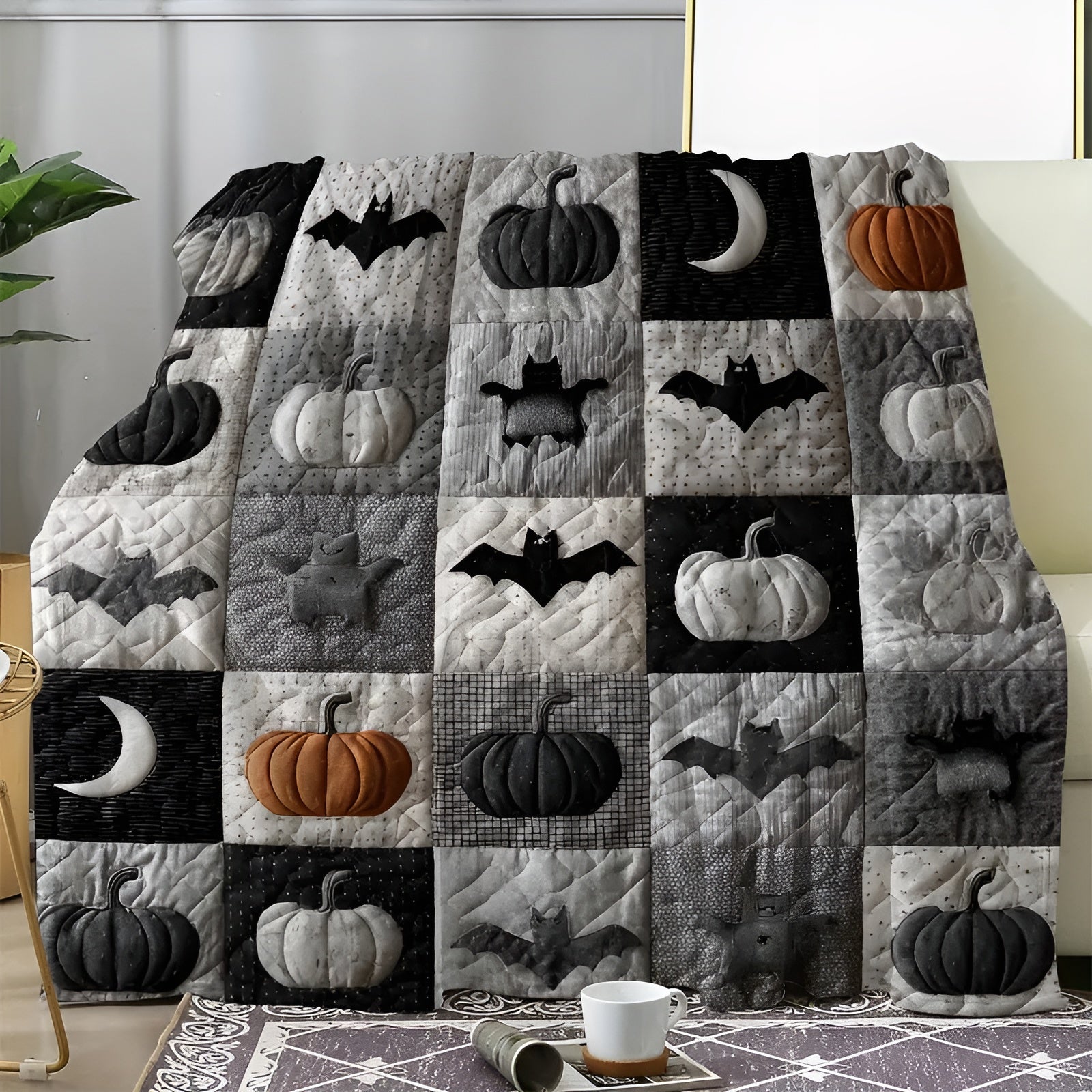 Halloween Kuscheldecke aus Flanell – Weich und Gemütlich | Perfekt für Sofa, Bett & Herbstdeko