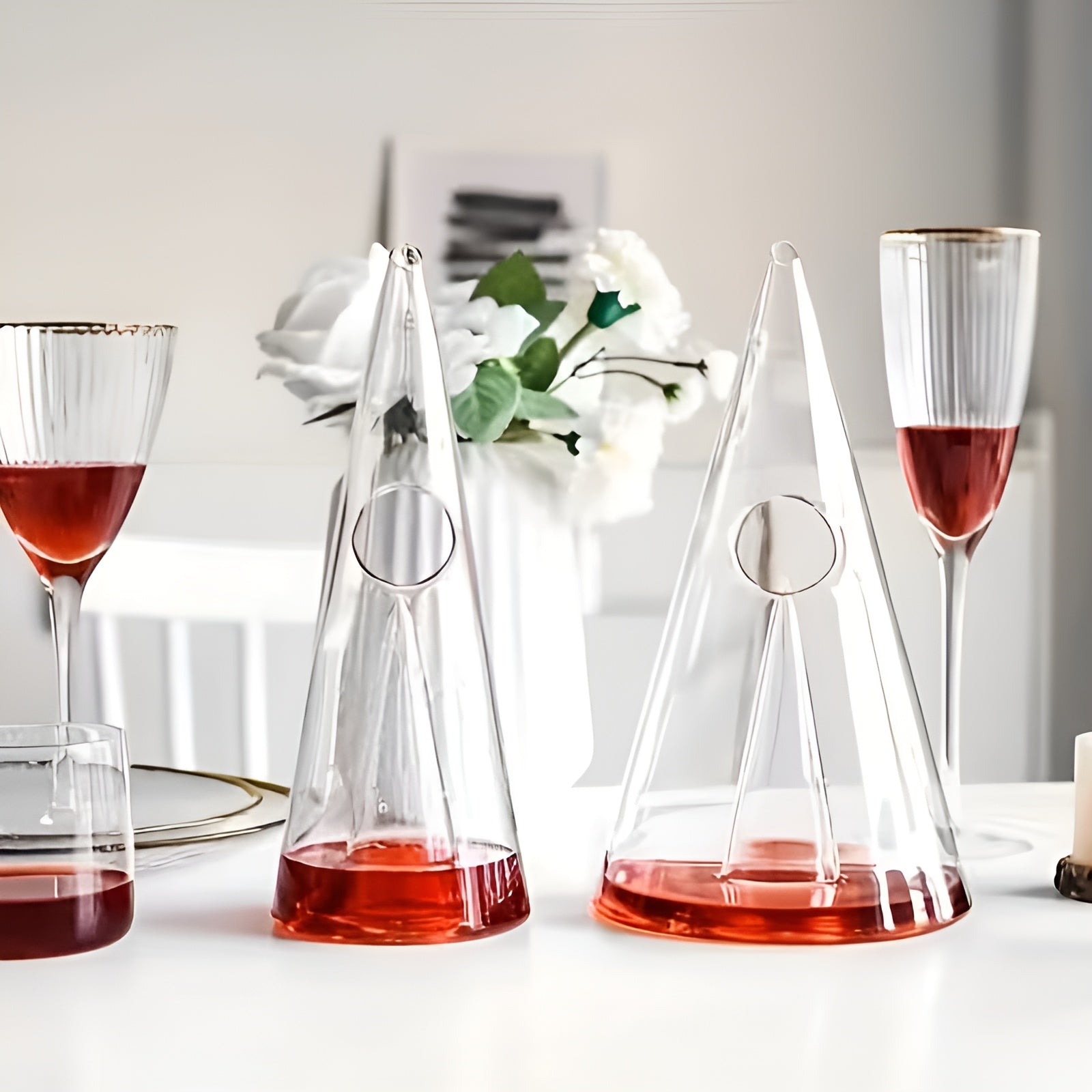 Weindekanter aus Glas – Stilvoll und Elegant | Perfekt zum Belüften von Rotwein bei Dinner und Feiern - 350ml