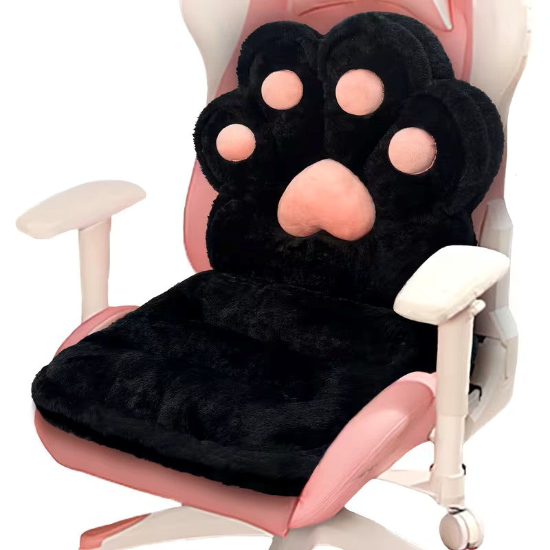 L-förmiges Katzenpfotenkissen – kuschelig und weich | Flauschiges Sitzkissen für Gaming-Stühle und Sofas - Schwarz