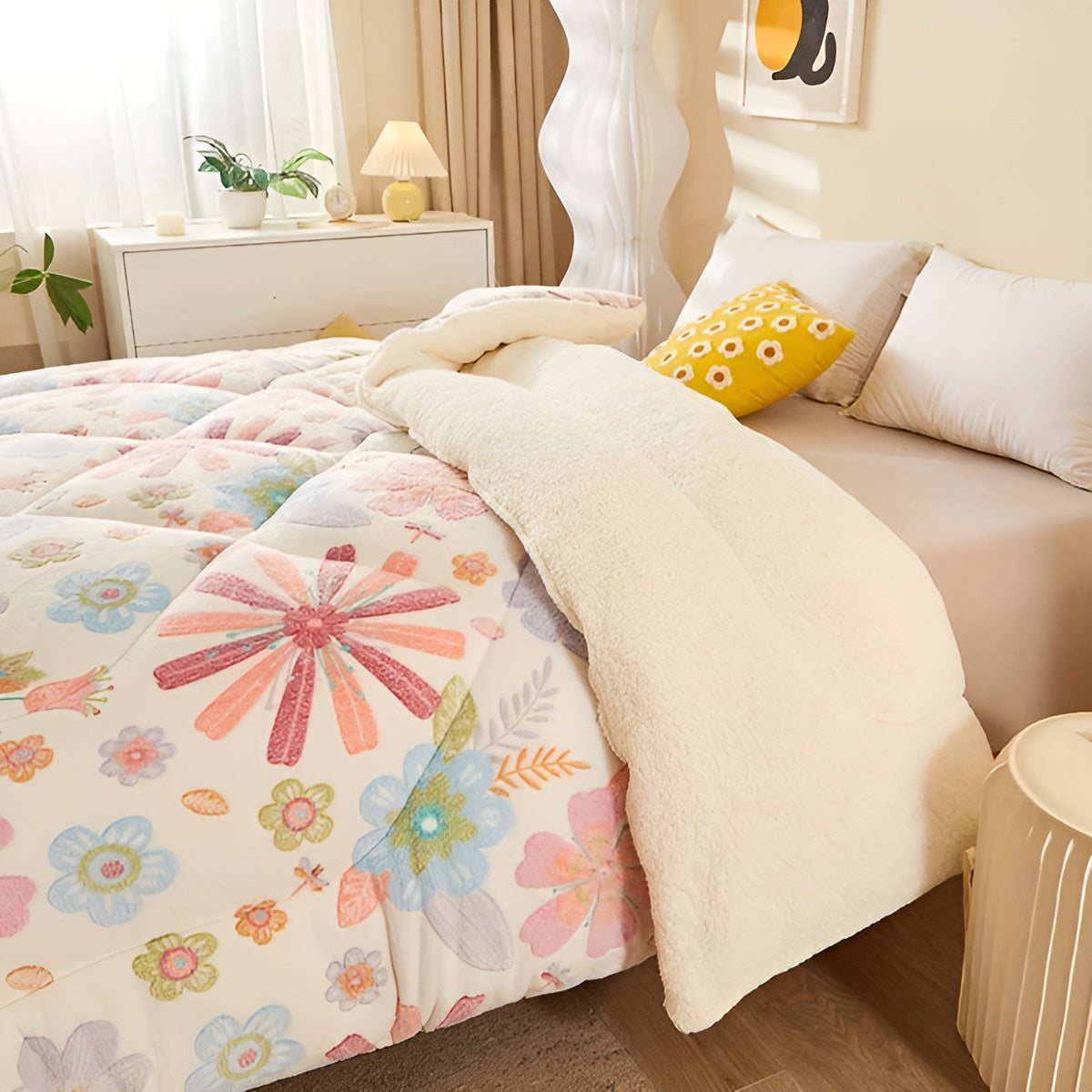 Flanell-Bettdecke mit Blumenmuster – Weich und Gemütlich | Perfekt für das Schlafzimmer