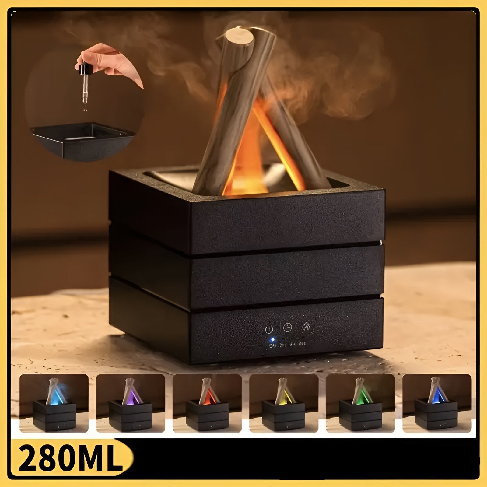 Aroma Diffuser mit Flammeneffekt – Luftbefeuchter & LED-Stimmungslicht | Beruhigend und Dekorativ für Zuhause