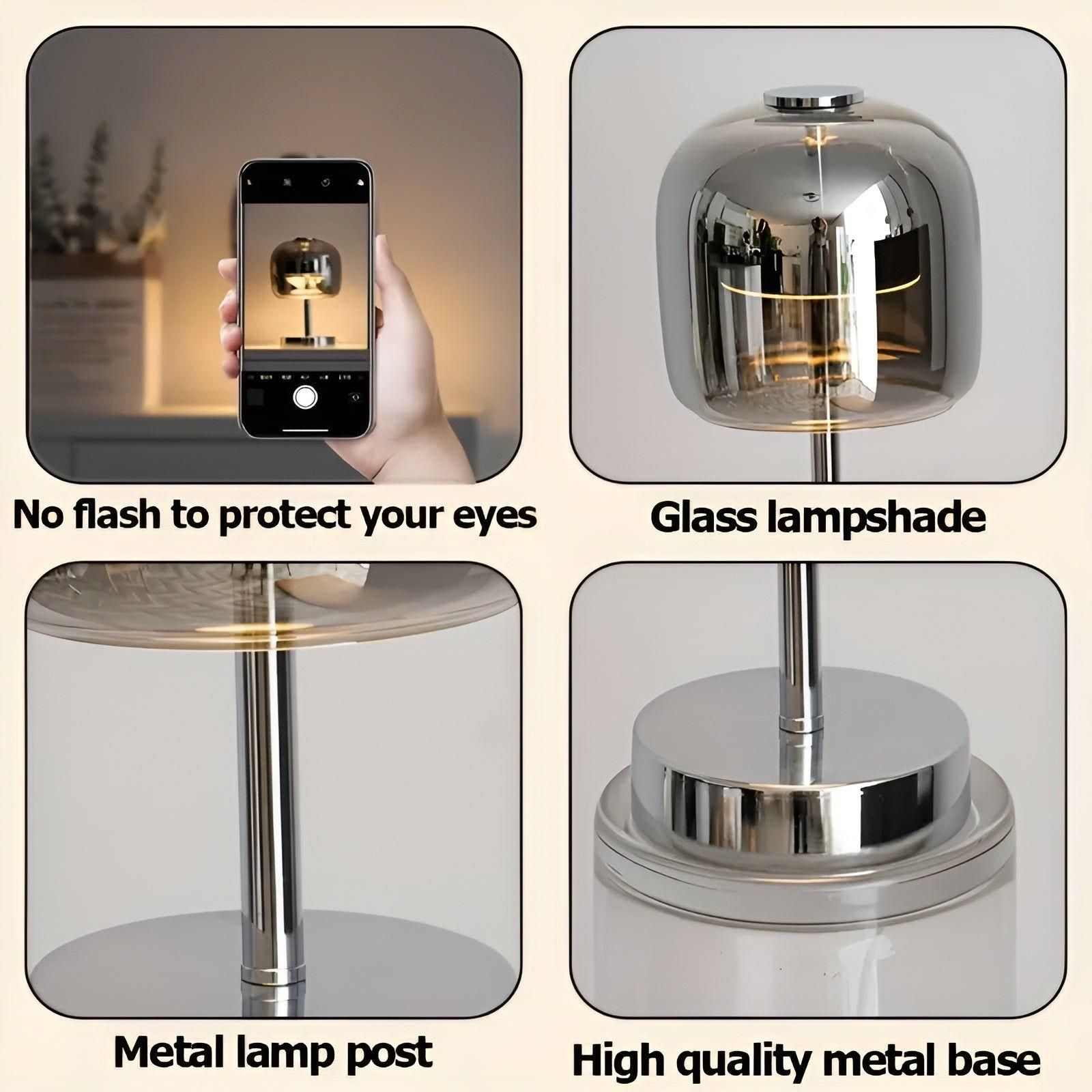 Lux Shine Lampe - Elegant Elektroplattiert Glas-Schreibtischlampe für Ambiente-Beleuchtung - Elegare