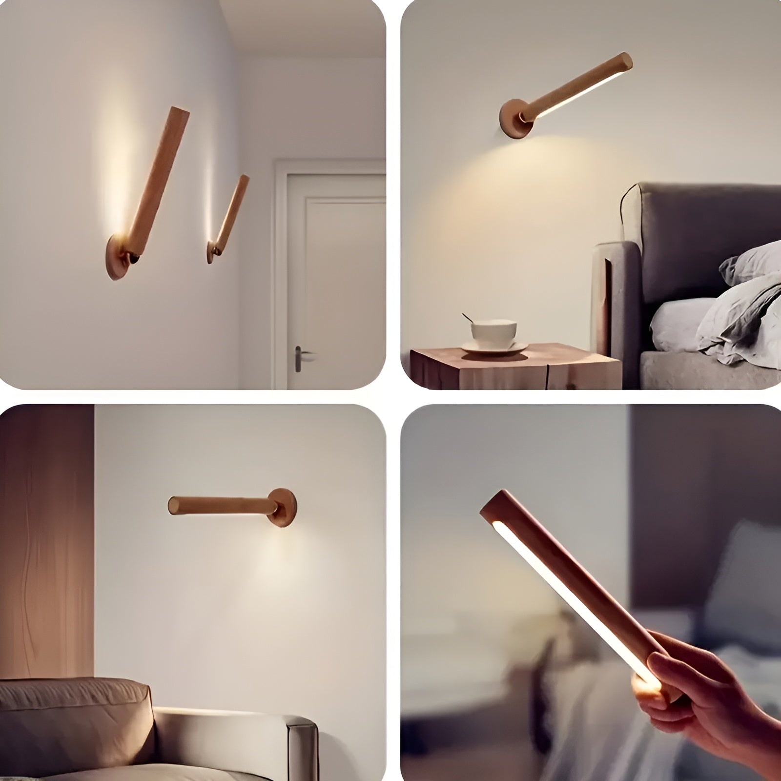 Moderne LED-Wandleuchte – Wiederaufladbar mit Touch-Bedienung | 360° drehbar & Magnetbefestigung