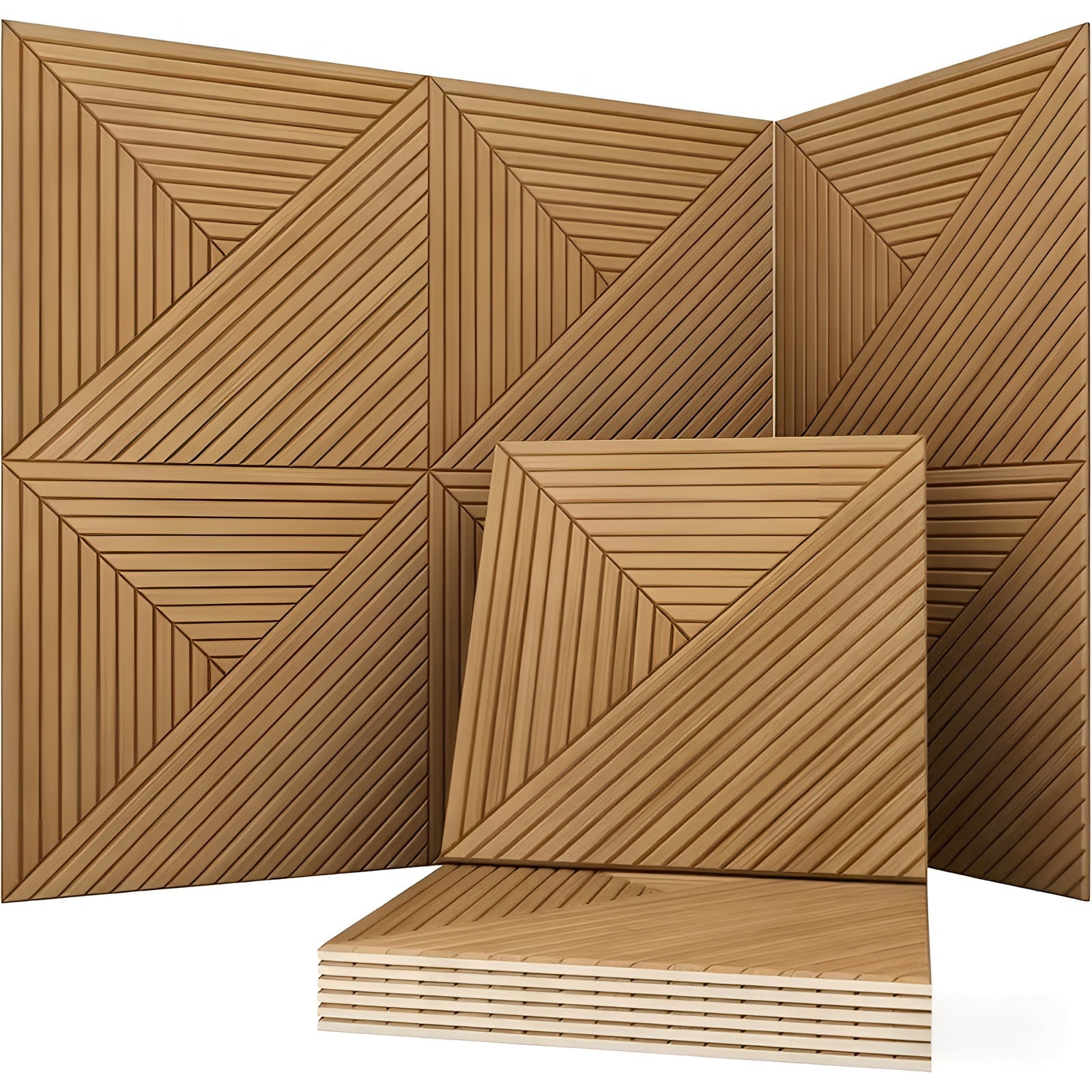 3d-akustikwandpaneele MIT Holzmaserung – Selbstklebende Schallabsorbierende Polyesterfaserplatten Für Wohnzimmer Büros
