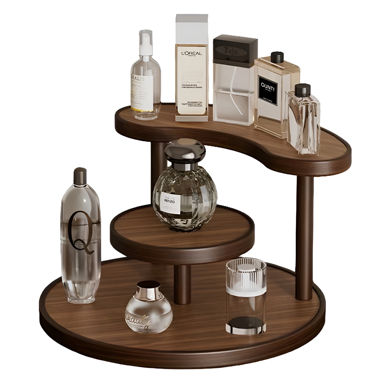 Drehbarer Make-up-Organizer aus Holz – 3-stöckig und stabil | Praktische Aufbewahrung für Kosmetik - Wohnzubehör